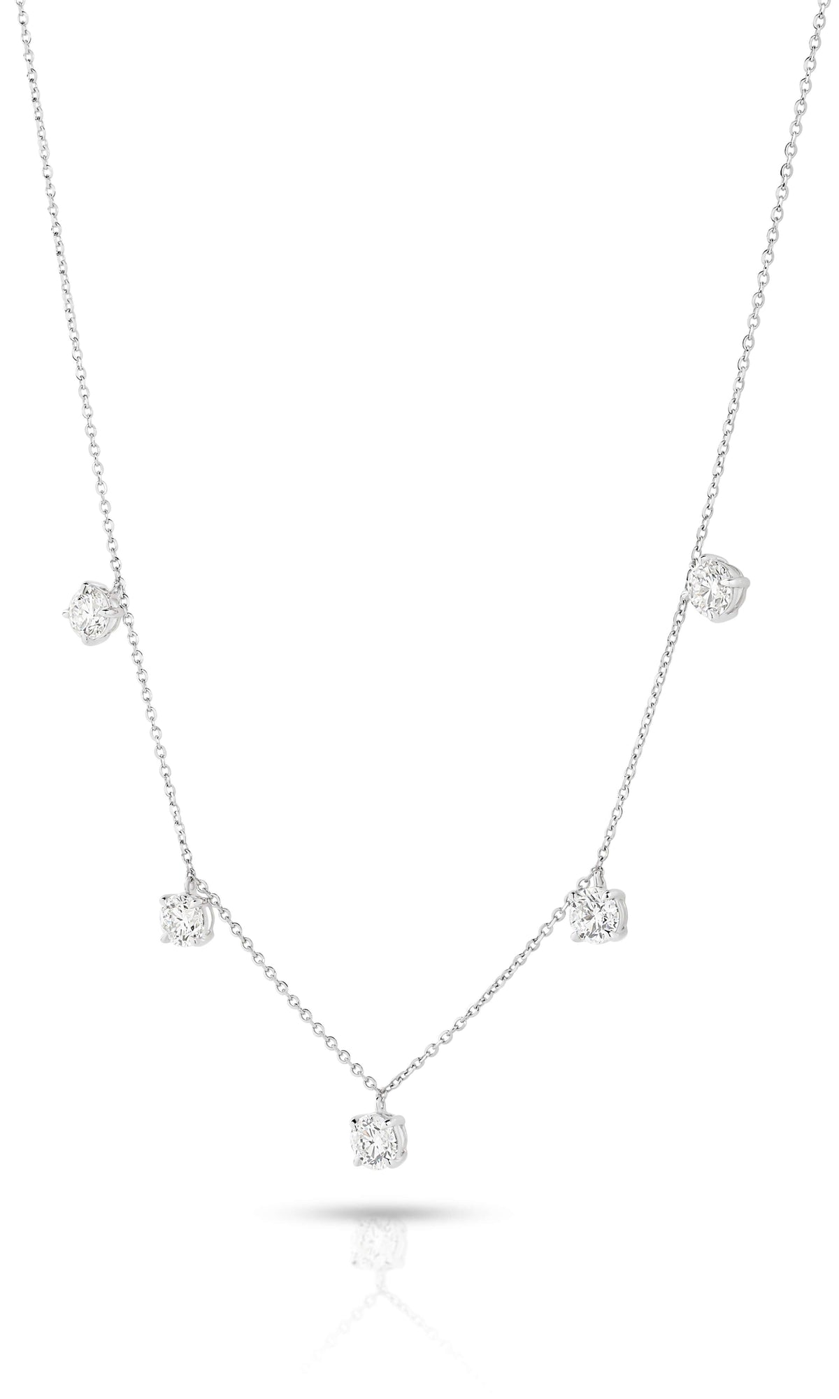 Hanging Round Diamond Station Necklace 1.5ct Lab Diamond on a delicate chain in 9ct white gold.