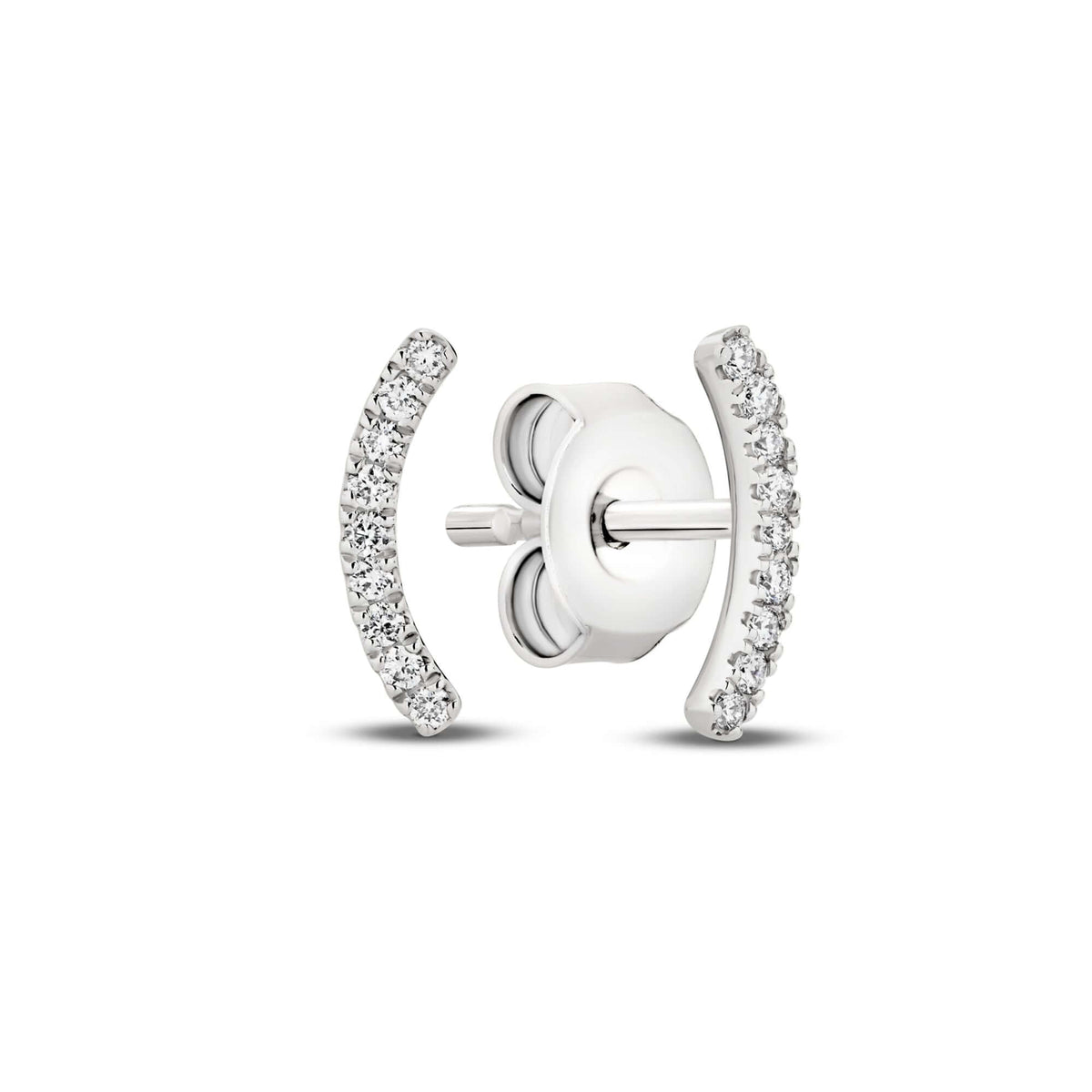 Diamond Curved Bar Stud Earrings Lab Diamond set in 18ct white gold with F/VS lab diamonds totaling 0.07ct.