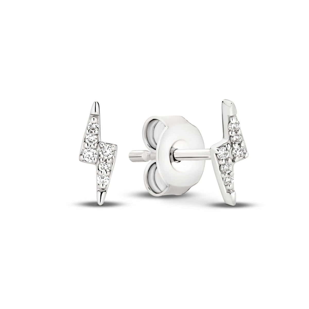 Lightning Bolt Stud Earrings Lab Diamond in 18ct white gold with F/VS lab diamonds totaling 0.04ct.