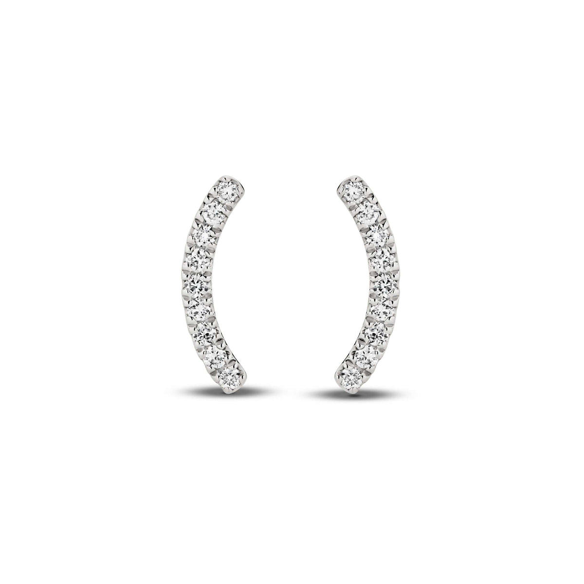 Diamond Curved Bar Stud Earrings Lab Diamond in 18ct white gold featuring F/VS lab diamonds totaling 0.07ct.