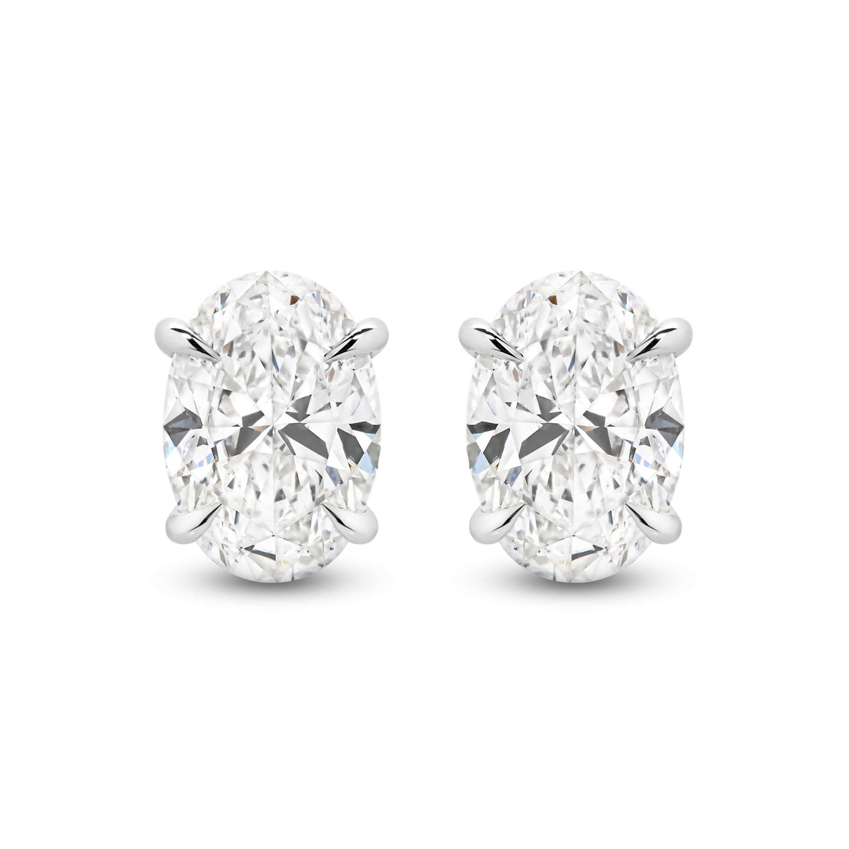 Oval Stud Earrings Lab Diamond in 9ct white gold featuring F/VS lab diamonds totaling 2.8ct.