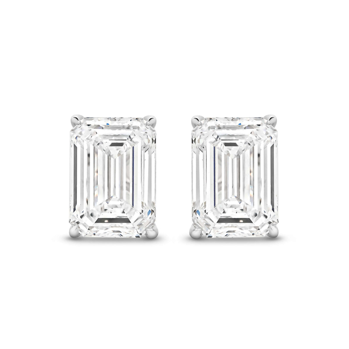 Emerald Stud Earrings Lab Diamond featuring radiant cut F/VS diamonds set in 9ct white gold.