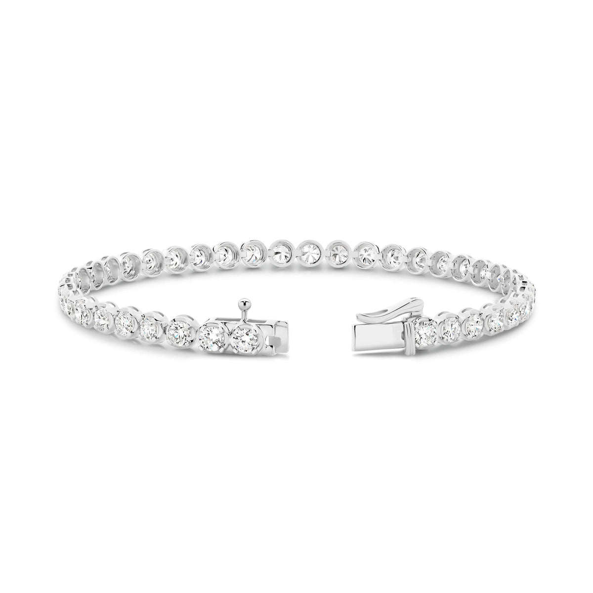 Elevated Round Tennis Bracelet 4.9ct Lab Diamond in 9ct white gold with F/VS diamonds.
