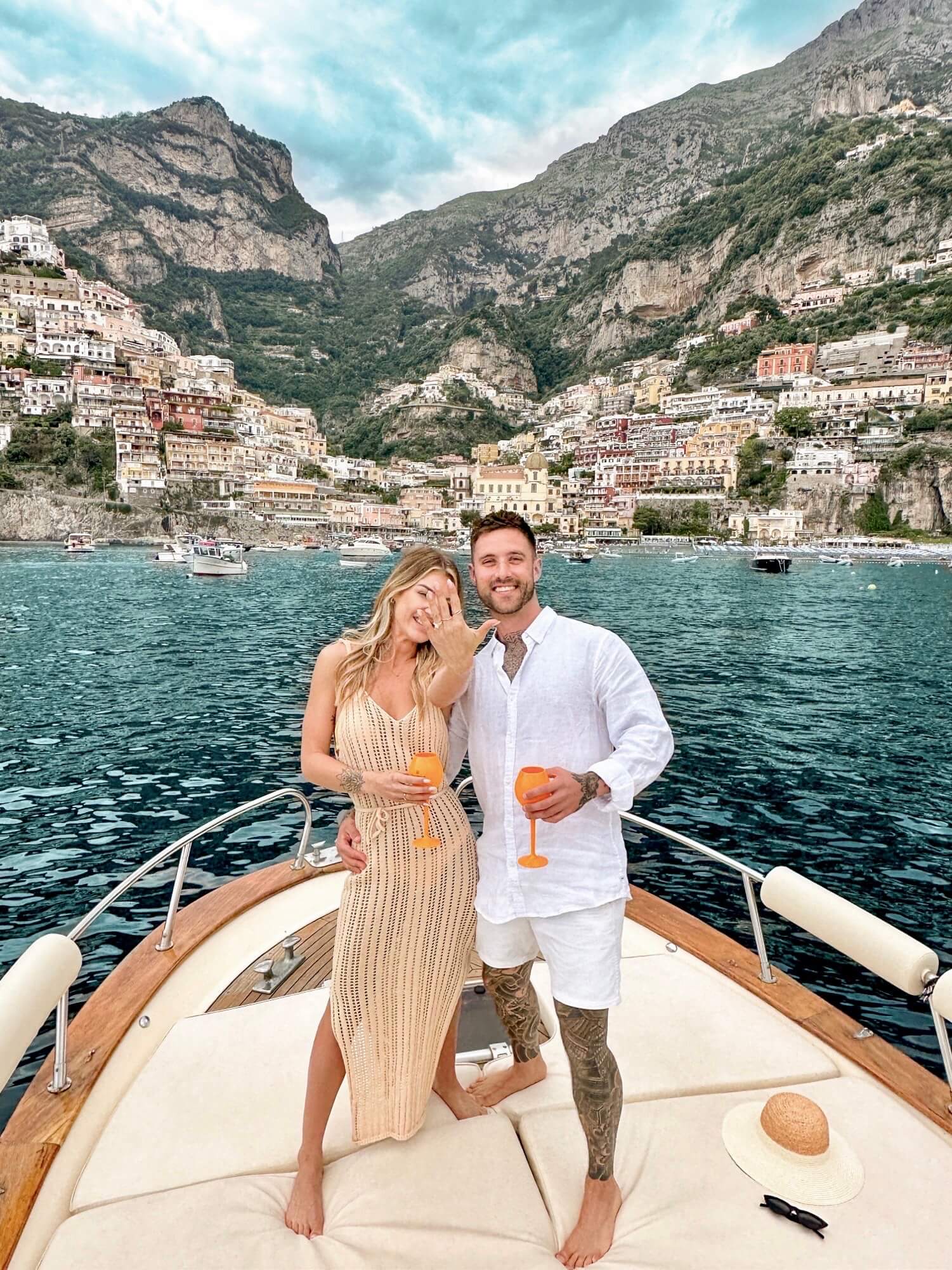engagement on boat in italy