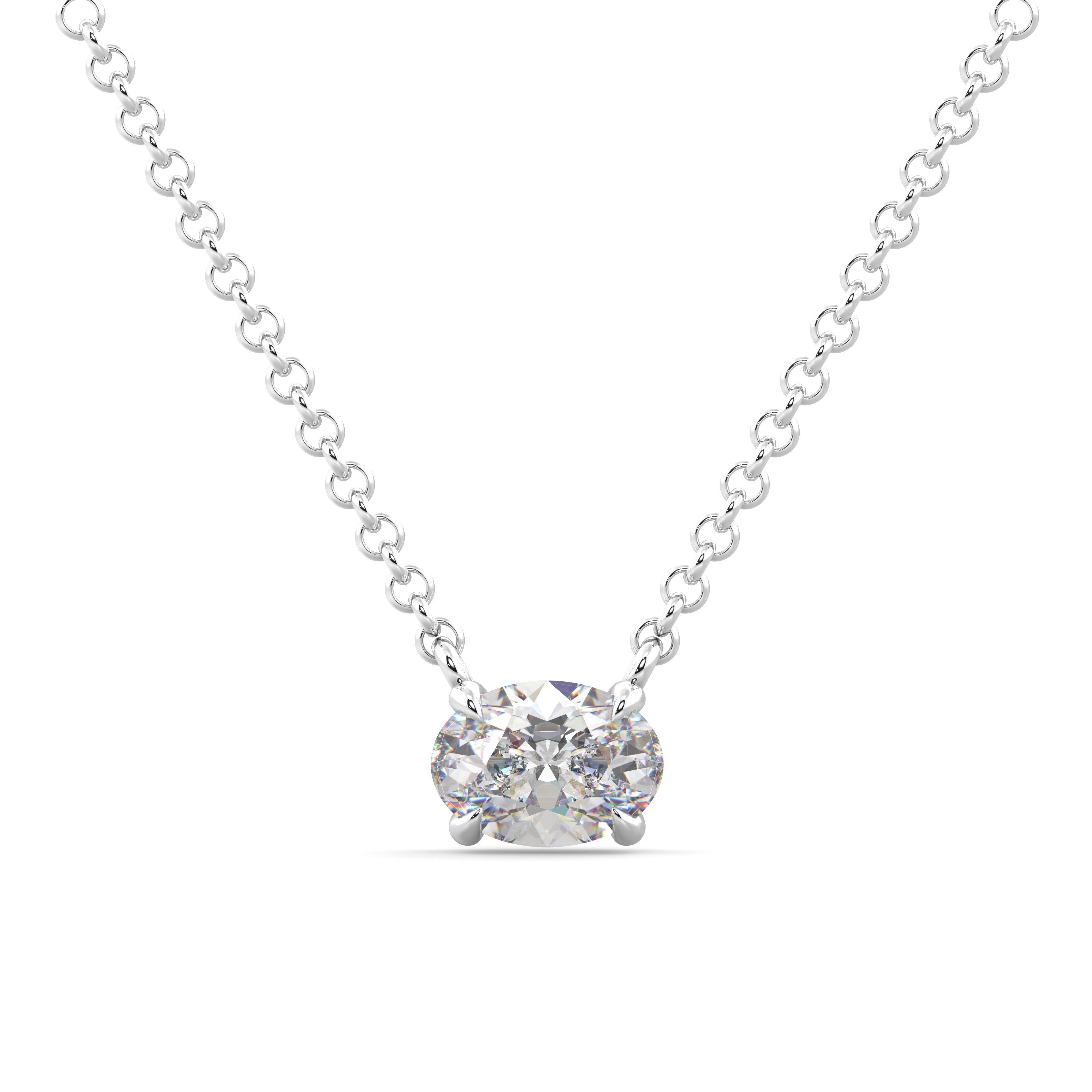 White Gold Oval Diamond Necklace