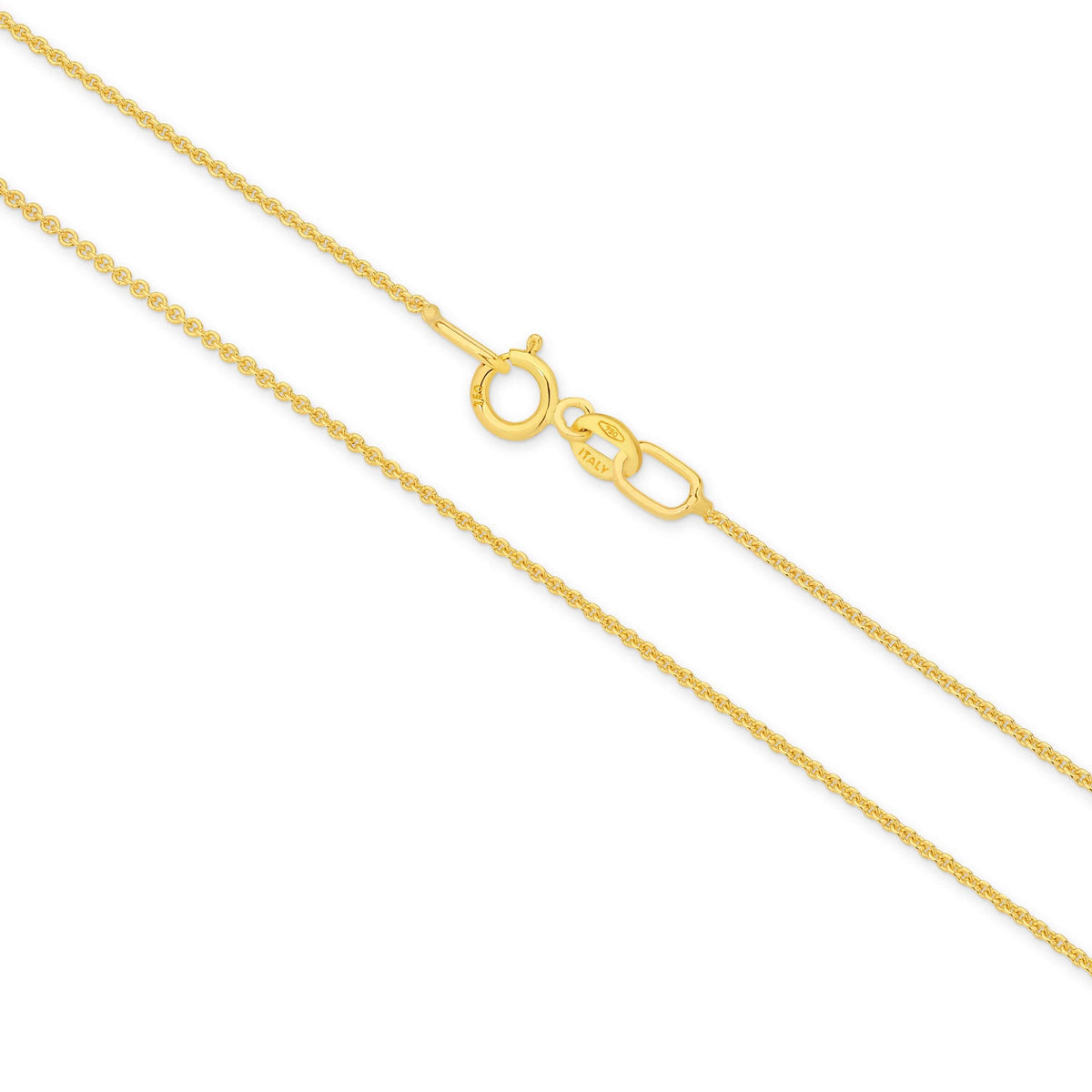 Cable Chain in 9ct Yellow Gold with lobster clasp, 45cm long and 0.90mm thick, total weight 1.1g.