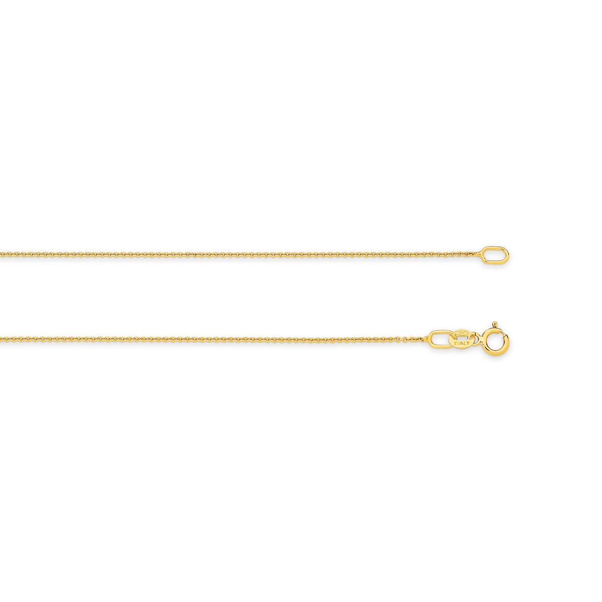 Cable Chain in 9ct Yellow Gold, 50cm length, 0.90mm thickness, weight 1.2g, elegant jewelry accessory.