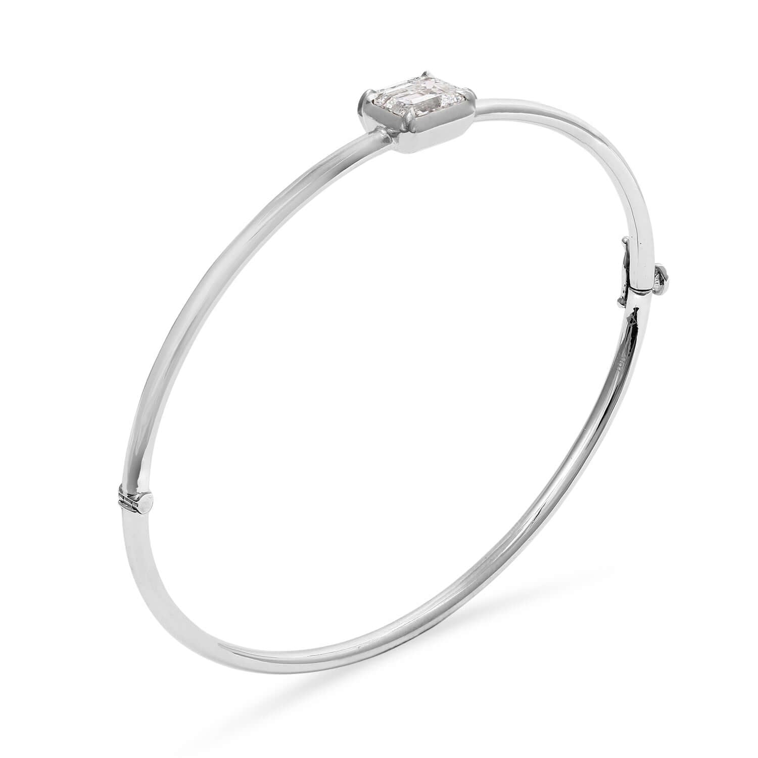 Lab Diamond Emerald  White Gold Bangle