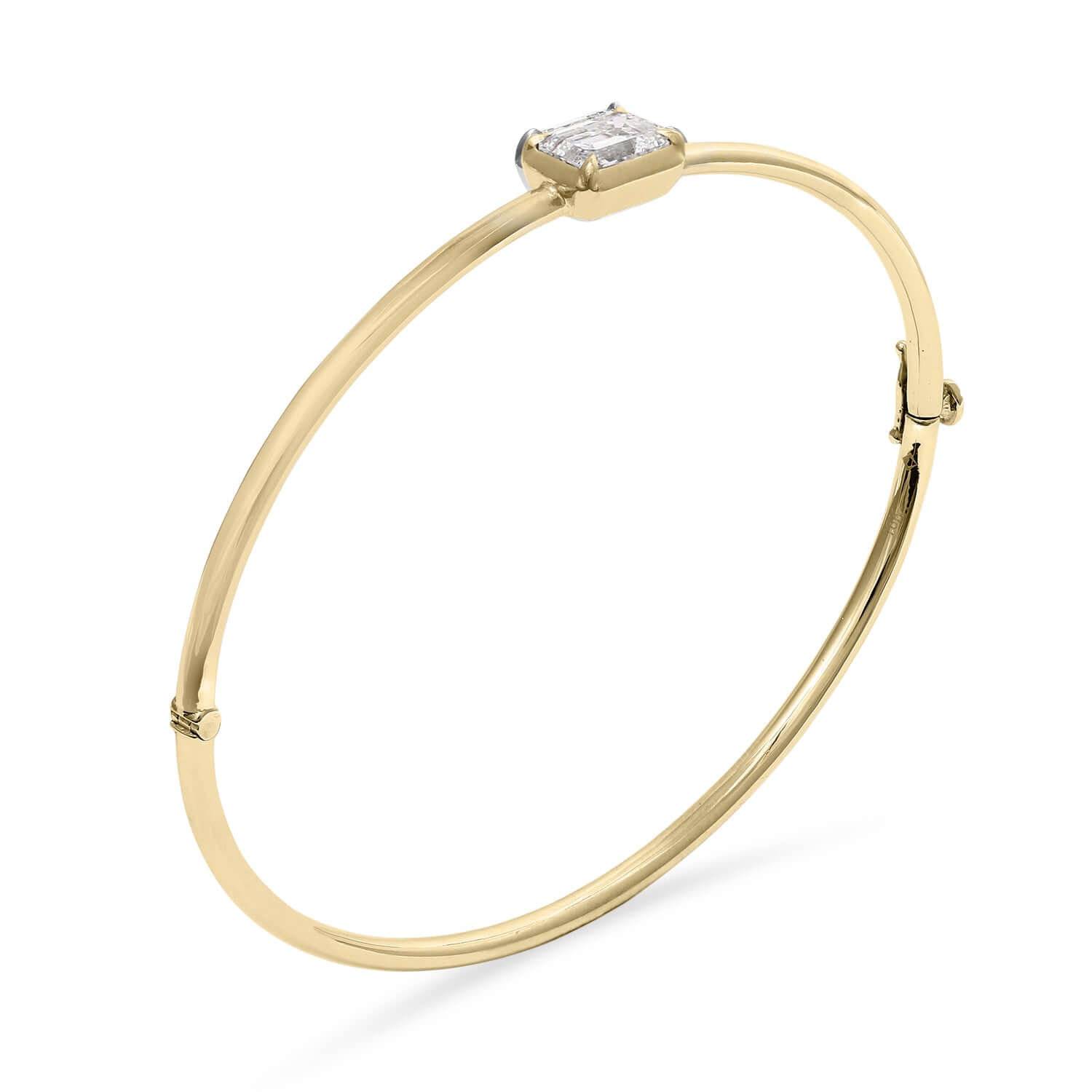 Lab Diamond Emerald Yellow Gold Bangle