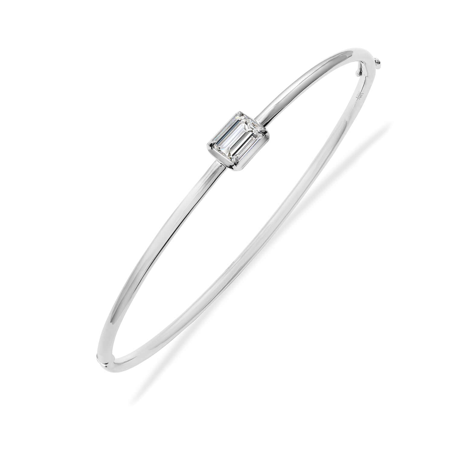 Lab Diamond Emerald  White Gold Bangle