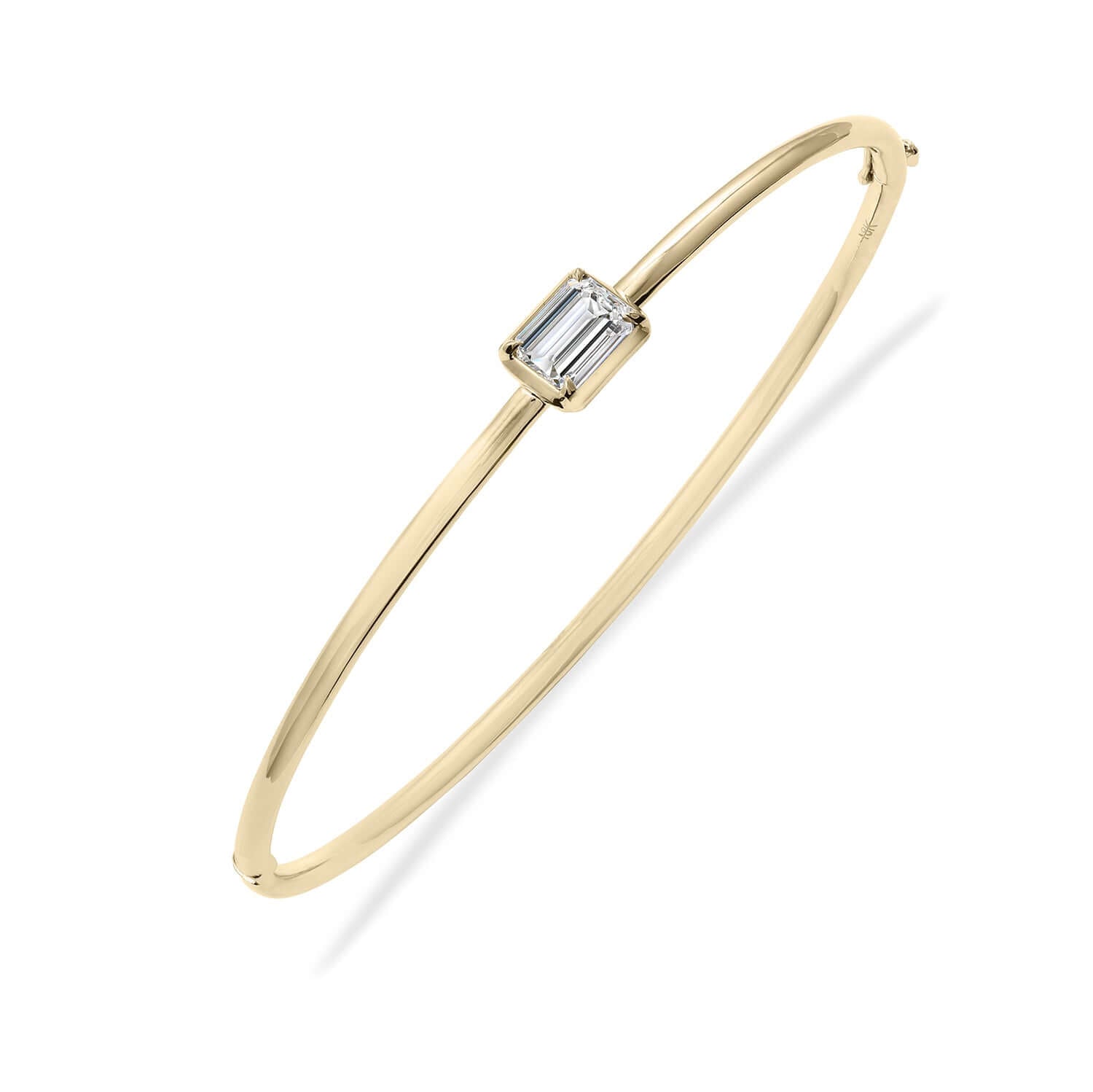 Lab Diamond Emerald Yellow Gold Bangle