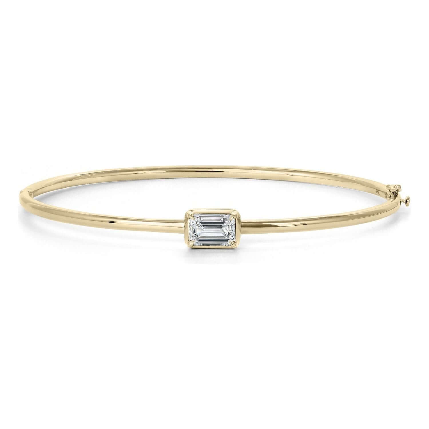 Lab Diamond Emerald Yellow Gold Bangle