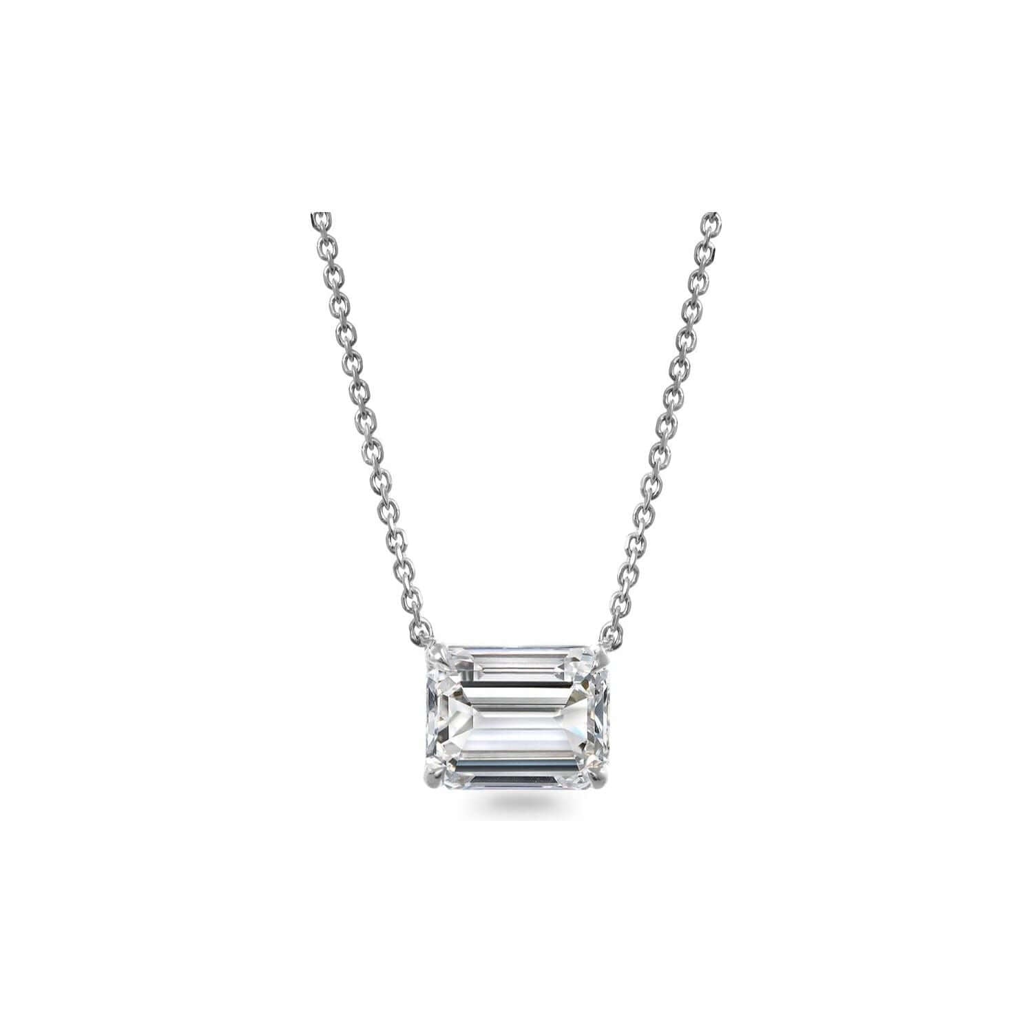 Lab Diamond Emerald White Gold Pendant