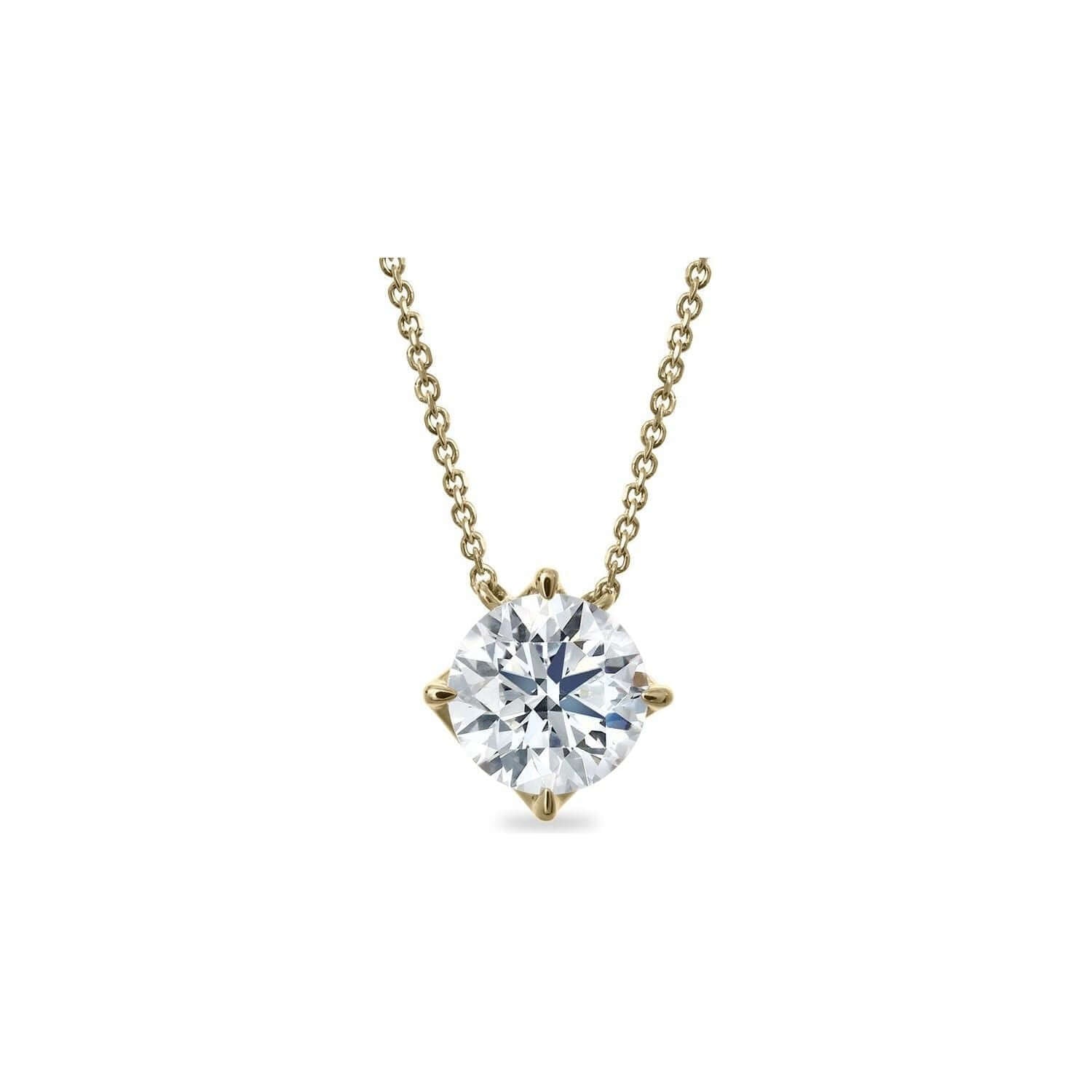 Lab Diamond Round Yellow Gold Pendant