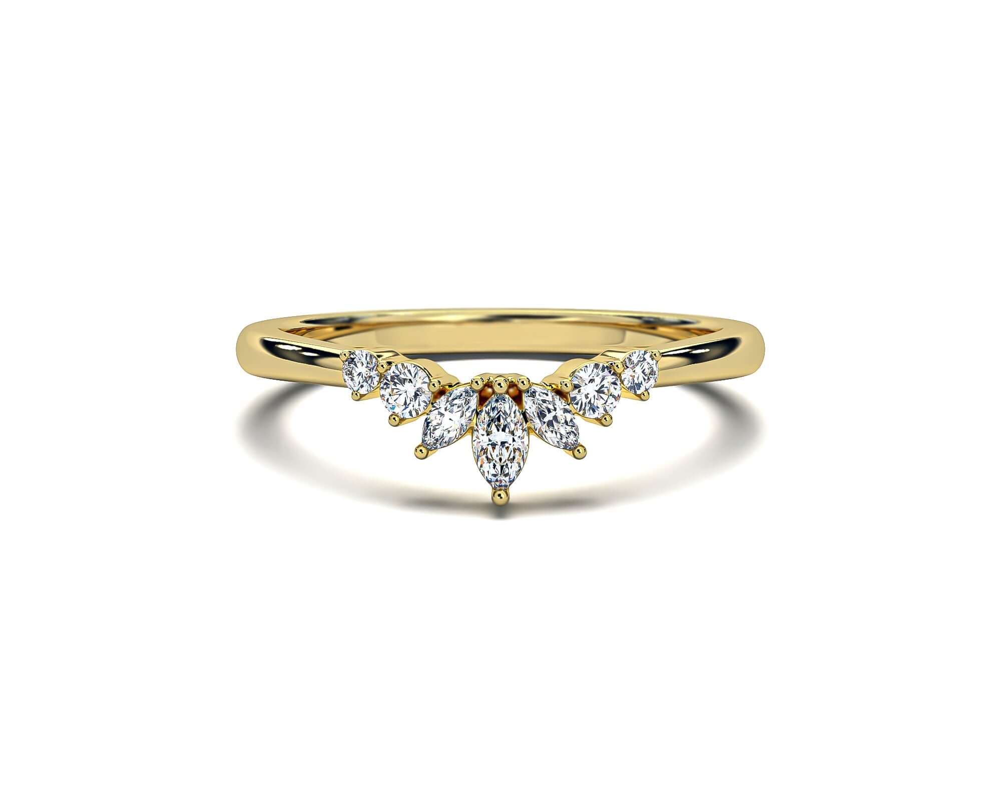 Marquise and Round Brilliant Crown Wedding Band