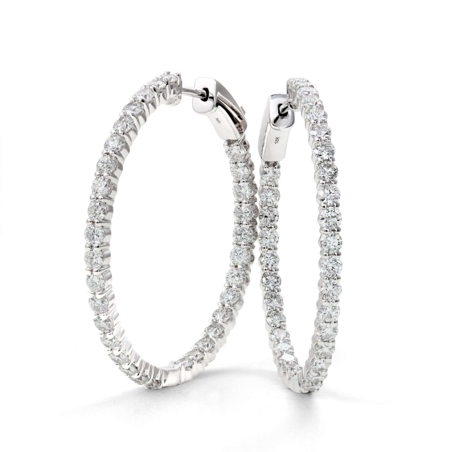 Natural 18K WG Hoop Earrings