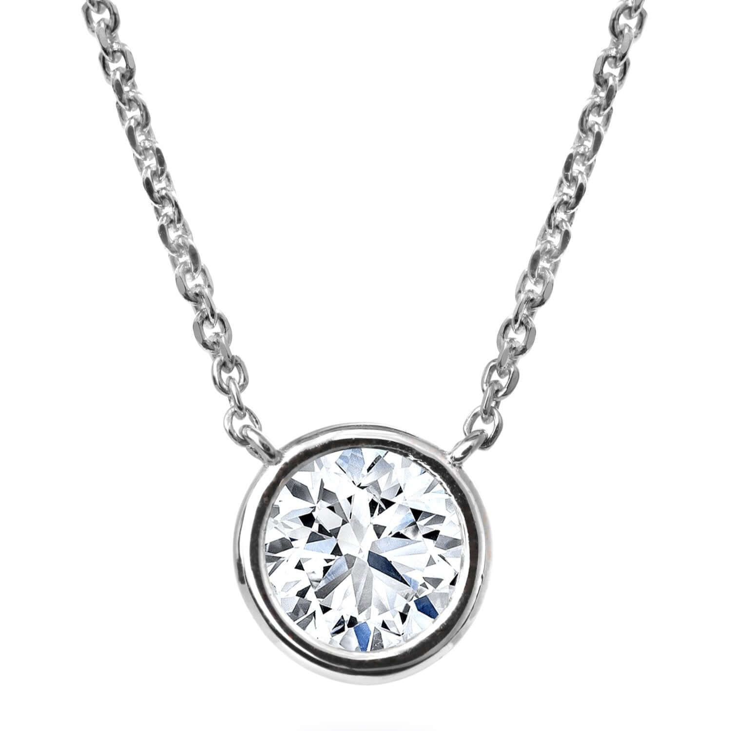 Natural Diamond White Gold Bezel Pendant