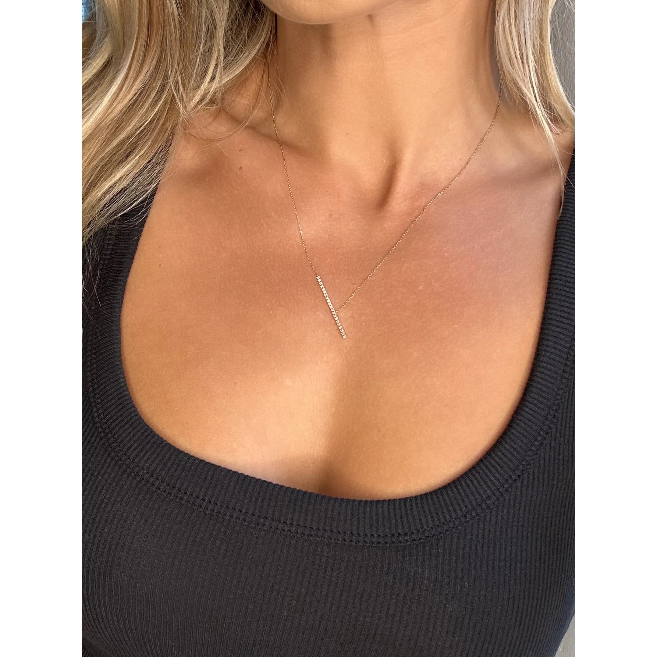 Asymmetrical Diamond Bar Necklace