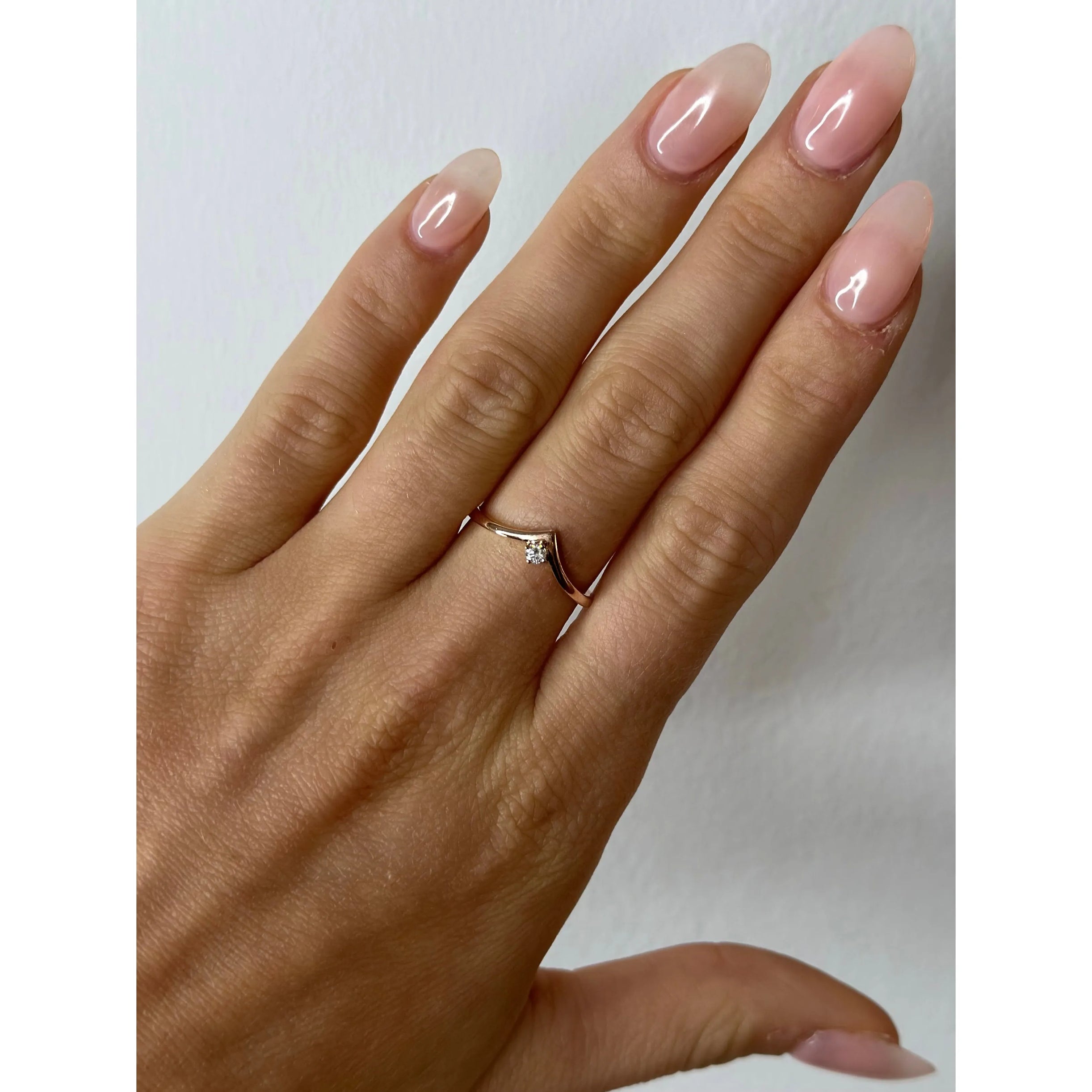 Single Diamond Wishbone Rose Gold