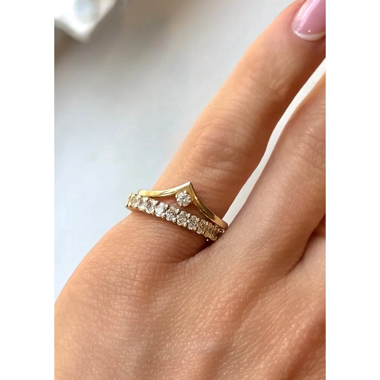 Rose gold 2025 wishbone wedding ring