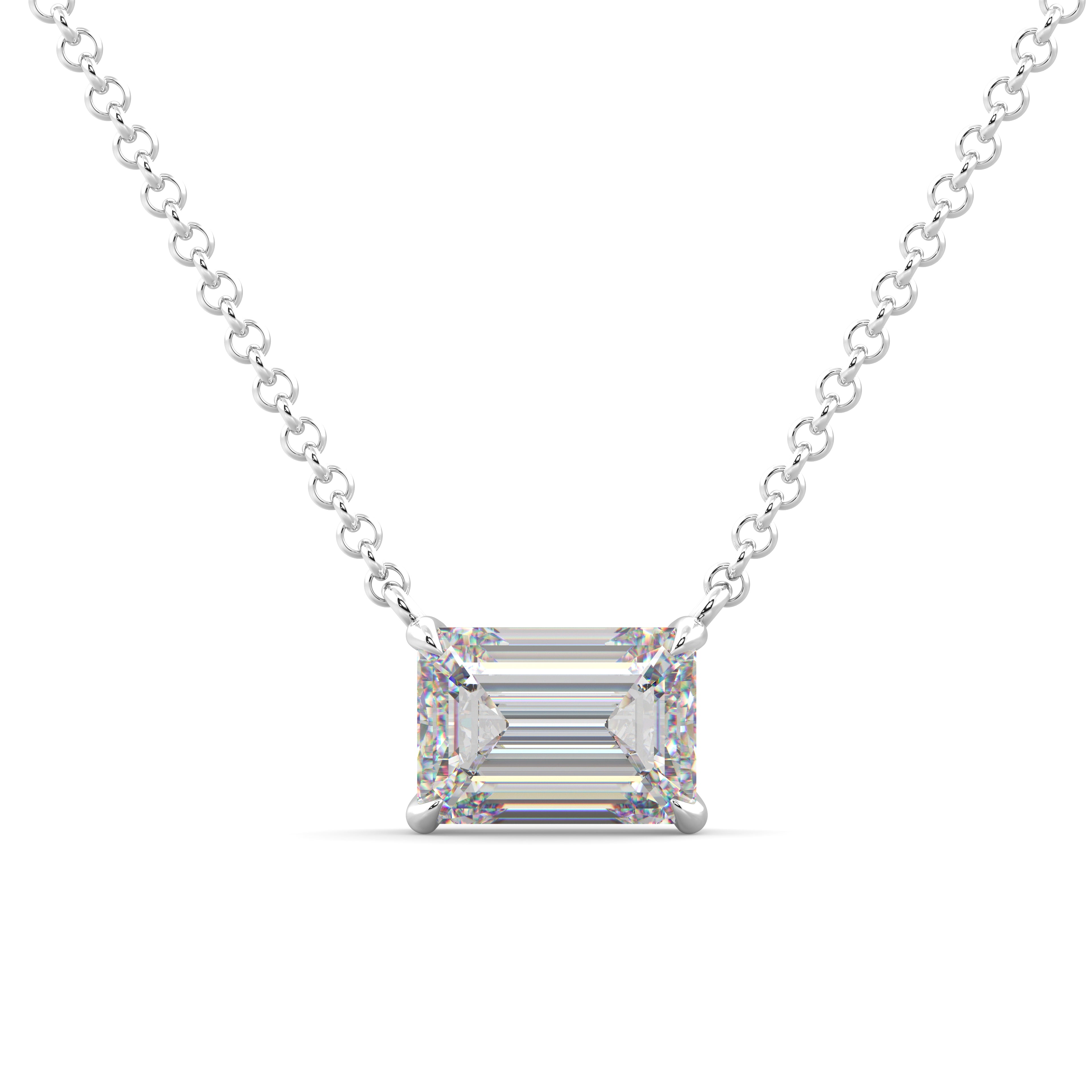 White Gold Emerald Diamond Necklace