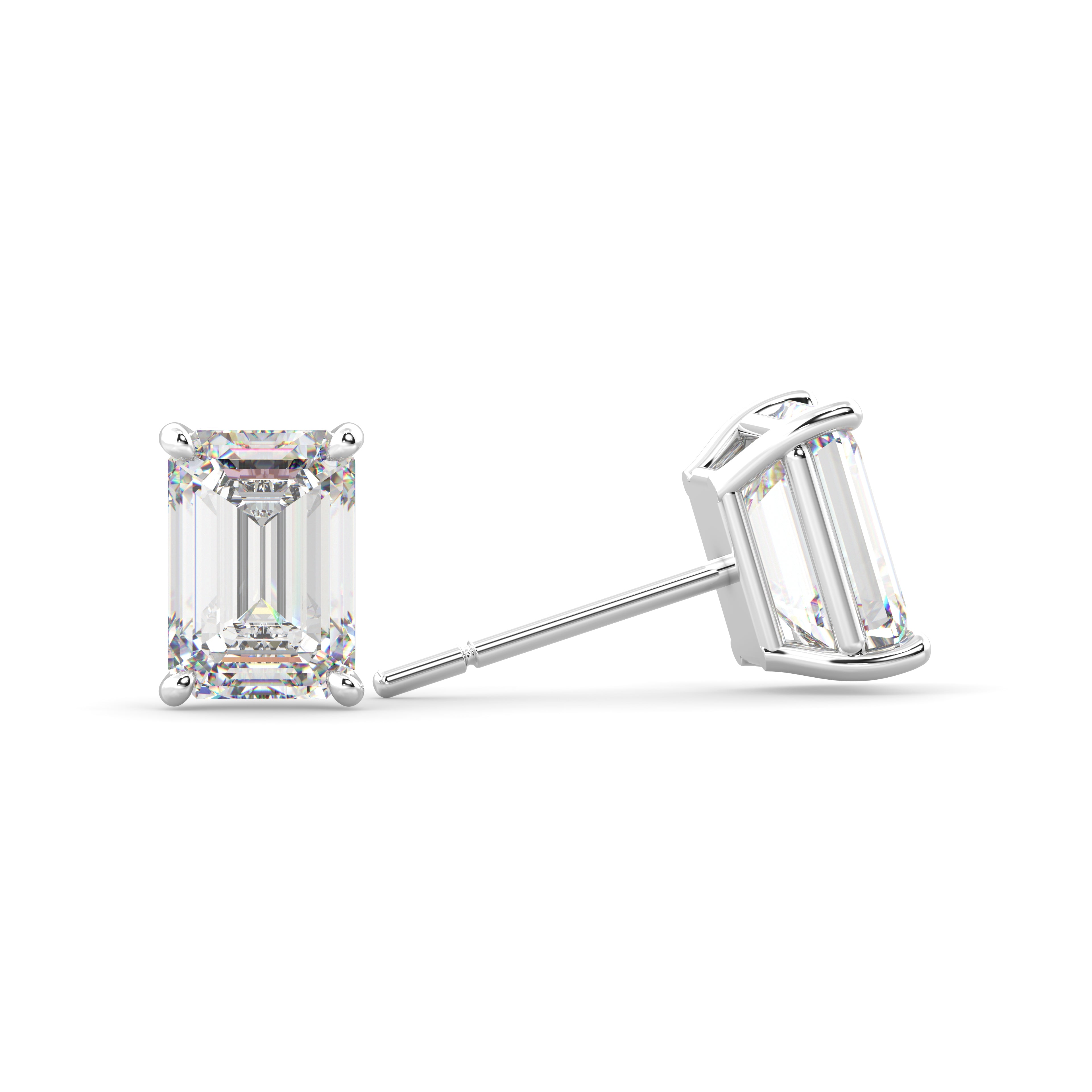 White Gold Emerald Diamond Studs