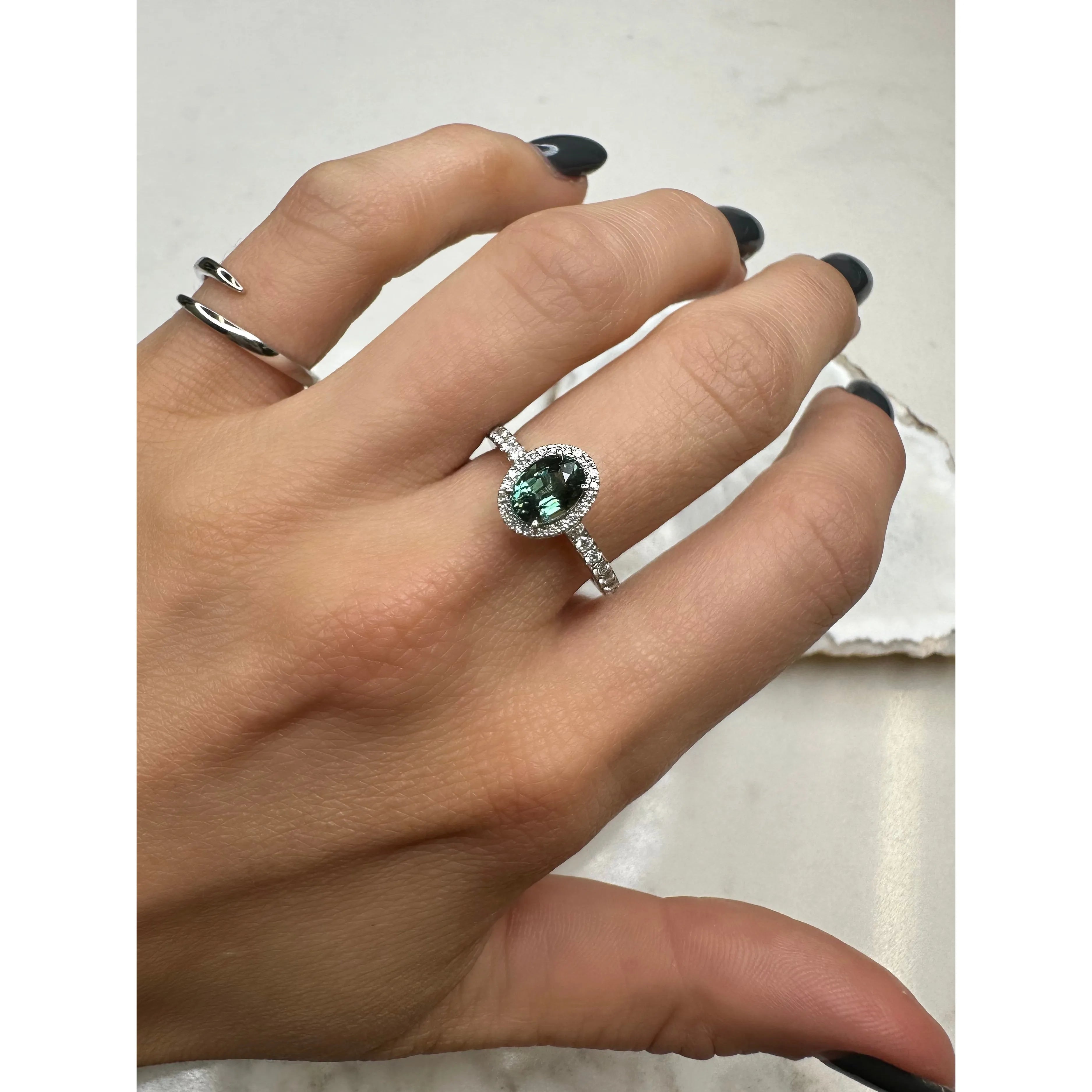 Oval Green Sapphire Halo