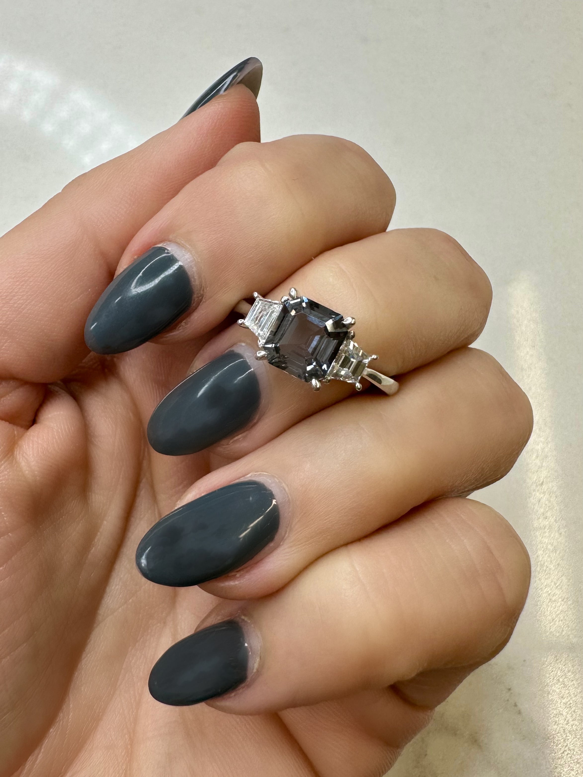 Grey Spinel Trilogy Ring