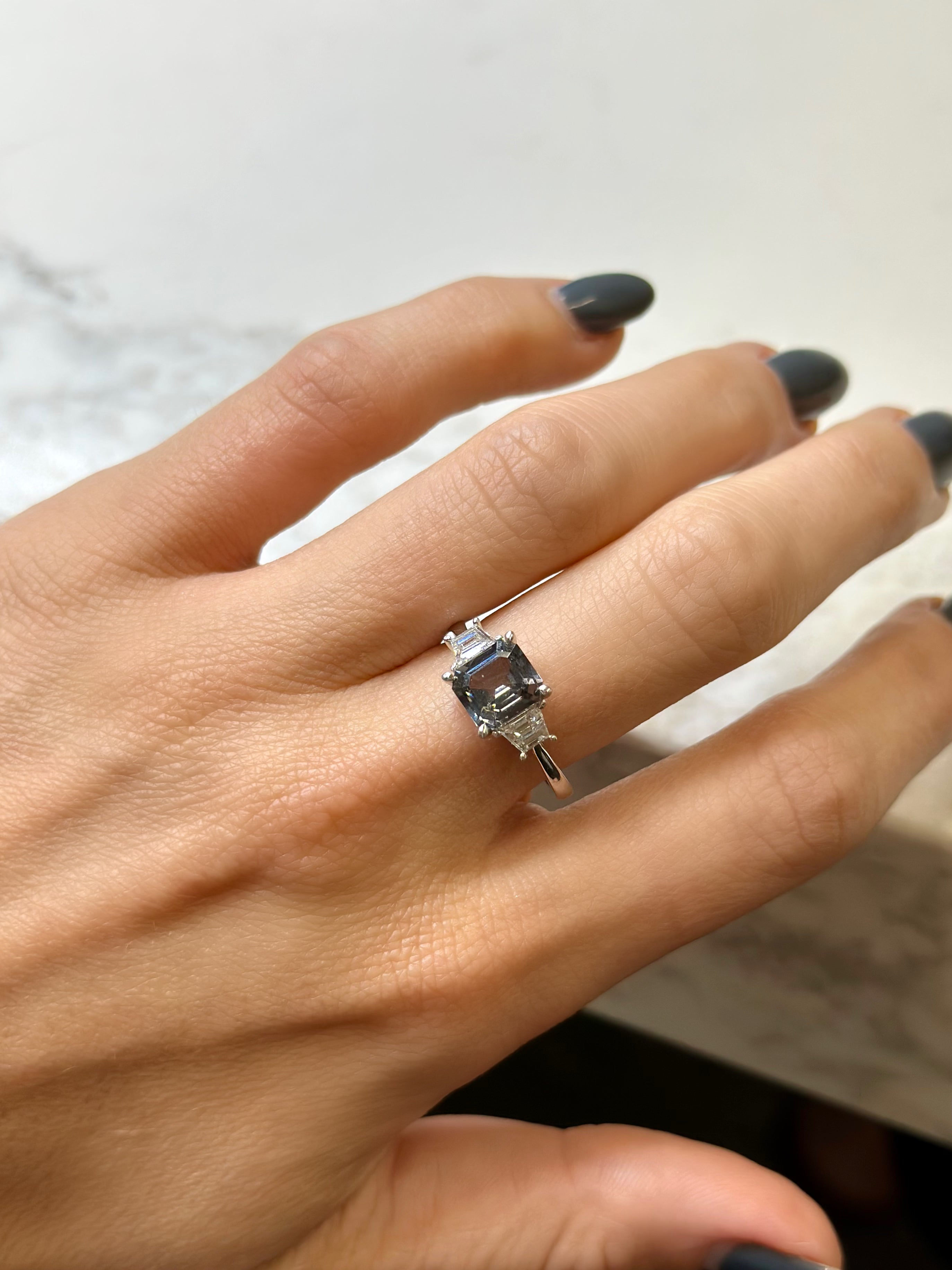 Grey Spinel Trilogy Ring