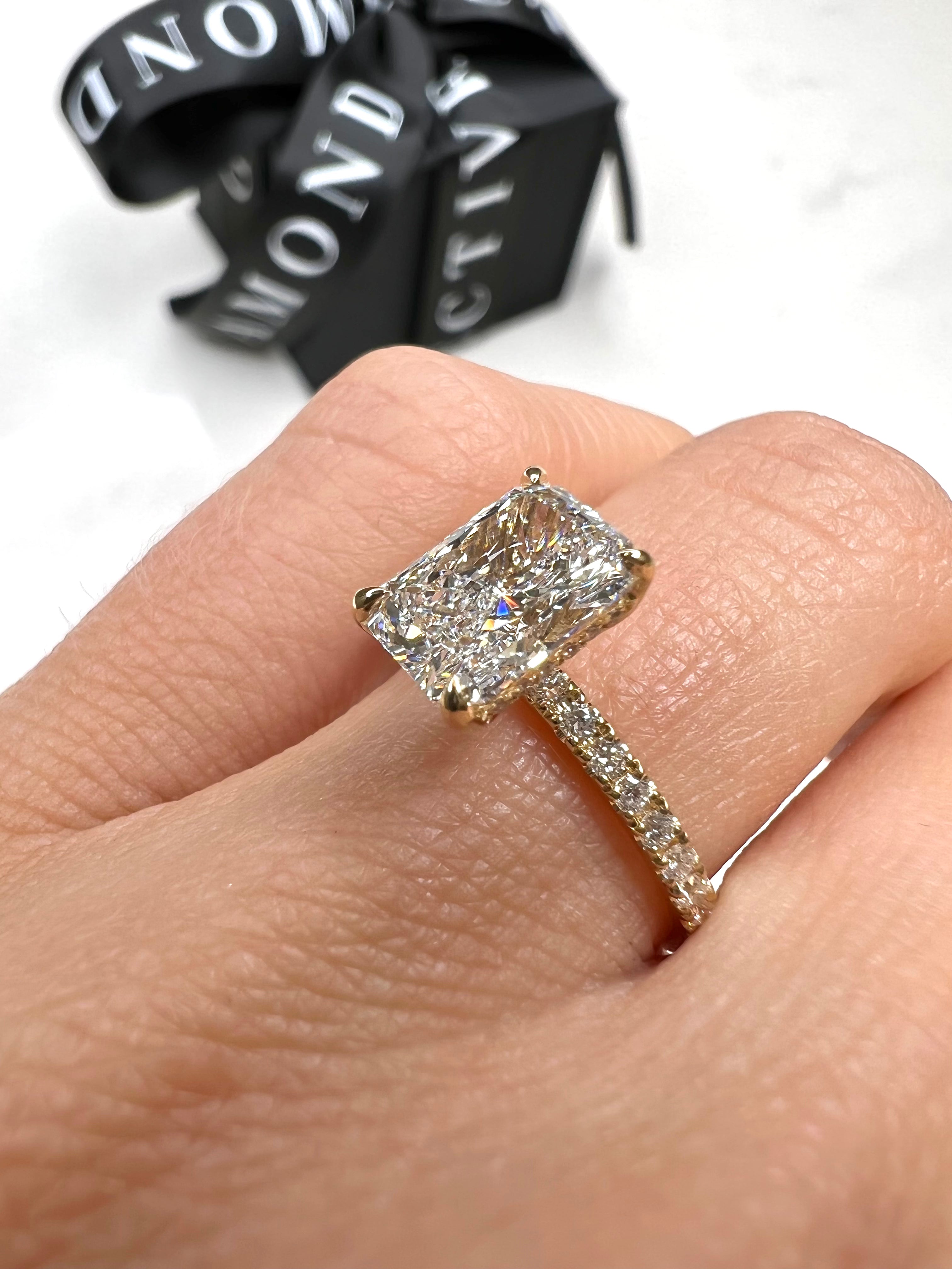 Radiant diamond engagement ring