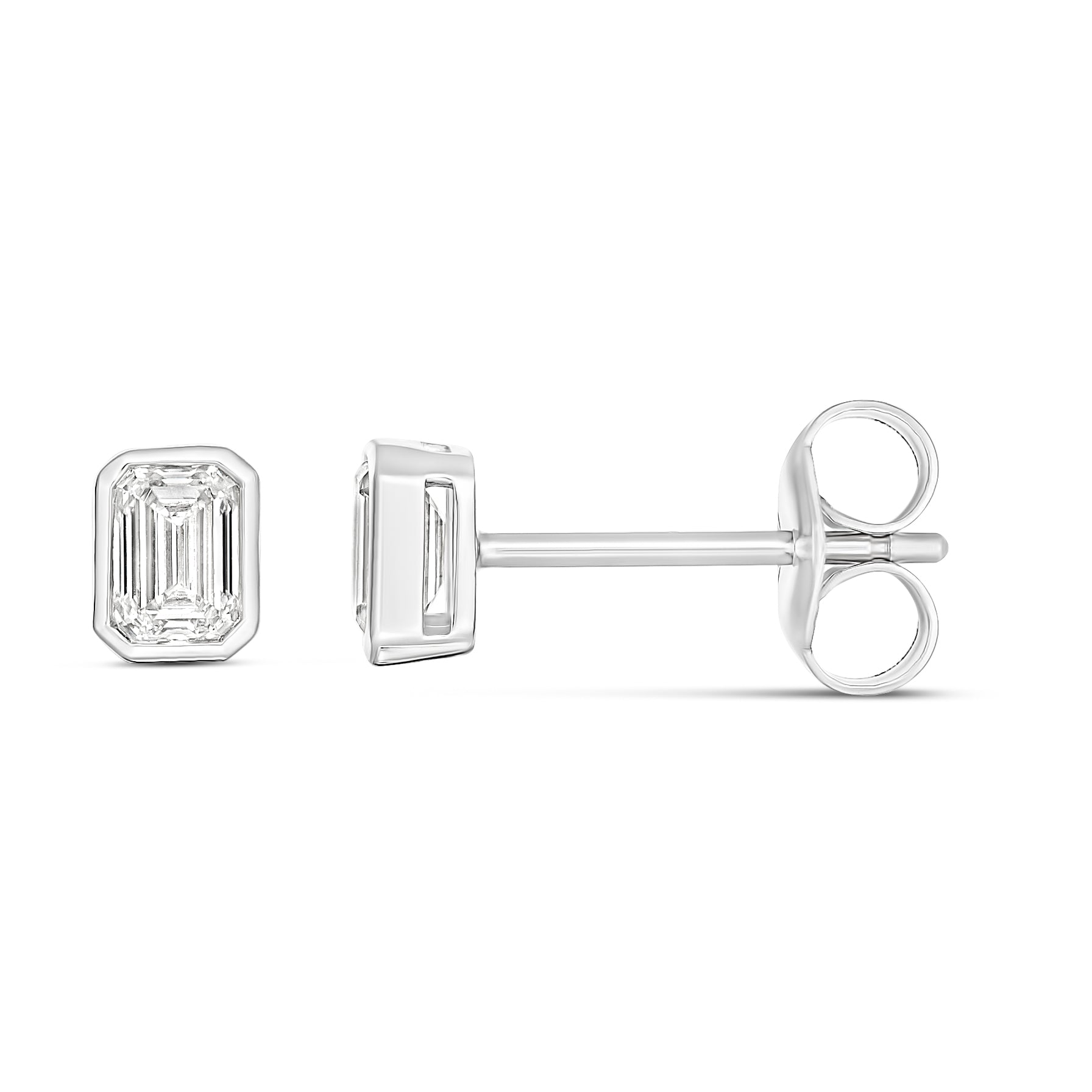 Bezel Emerald Diamond Studs