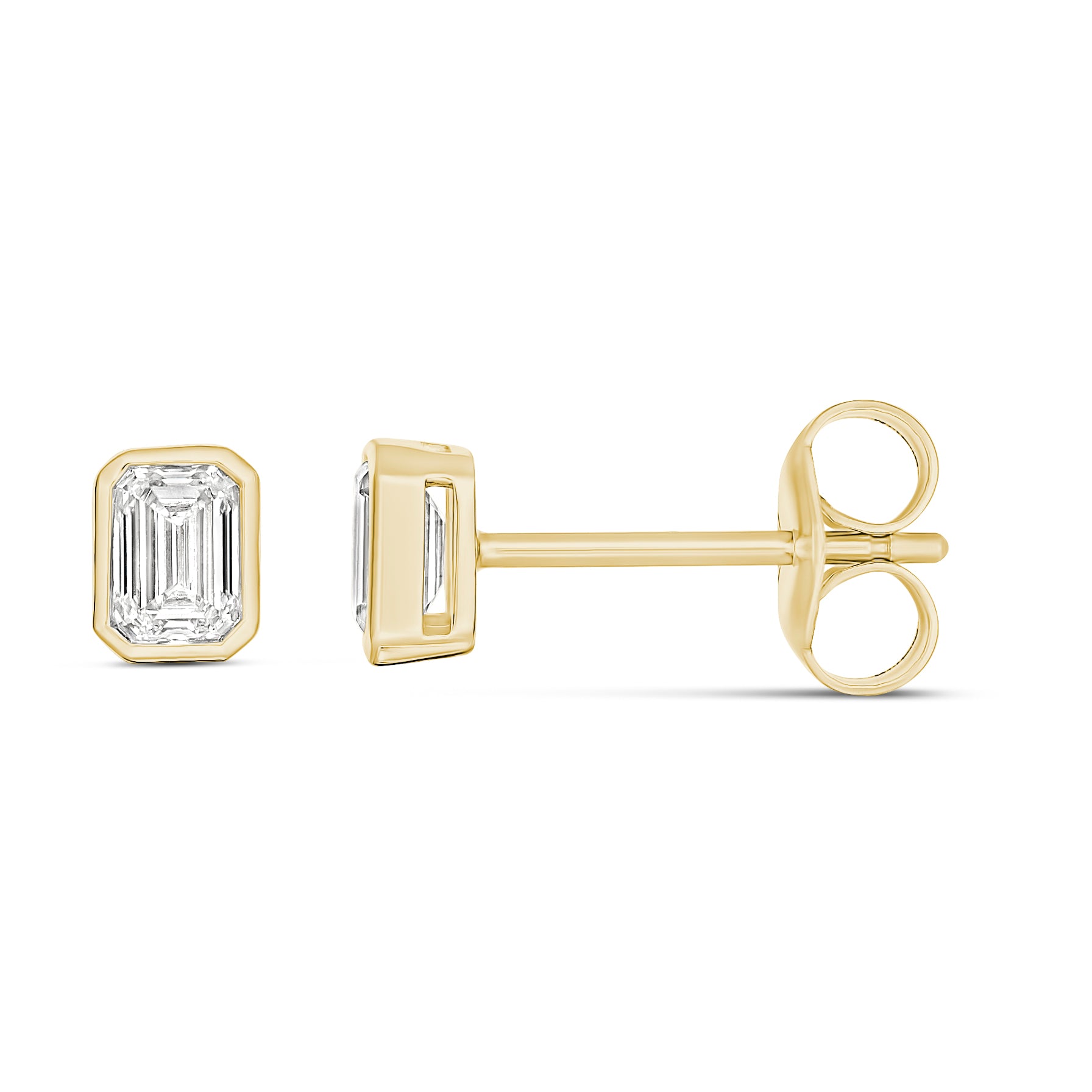 Bezel Emerald Diamond Studs