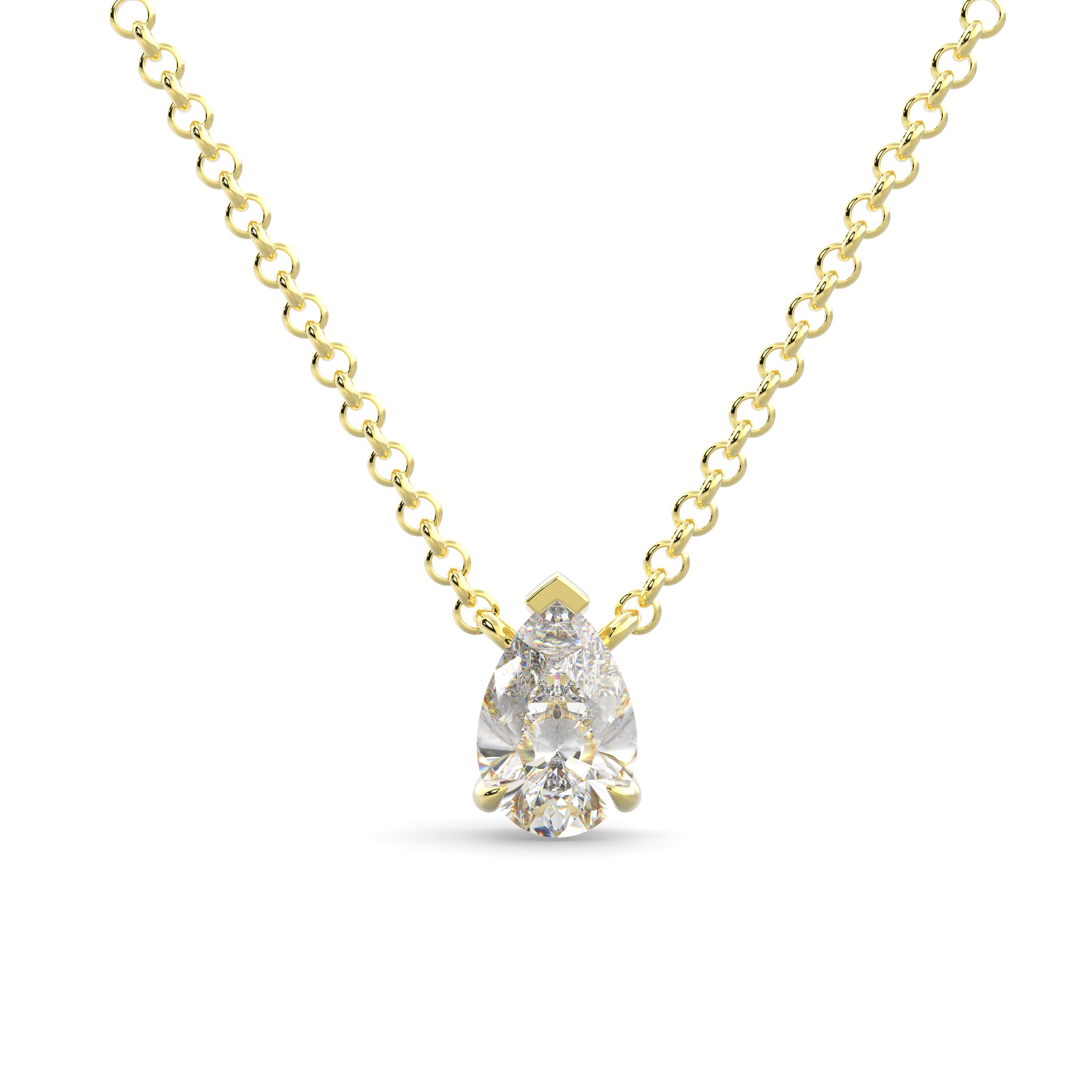 Yellow Gold Pear Diamond Necklace