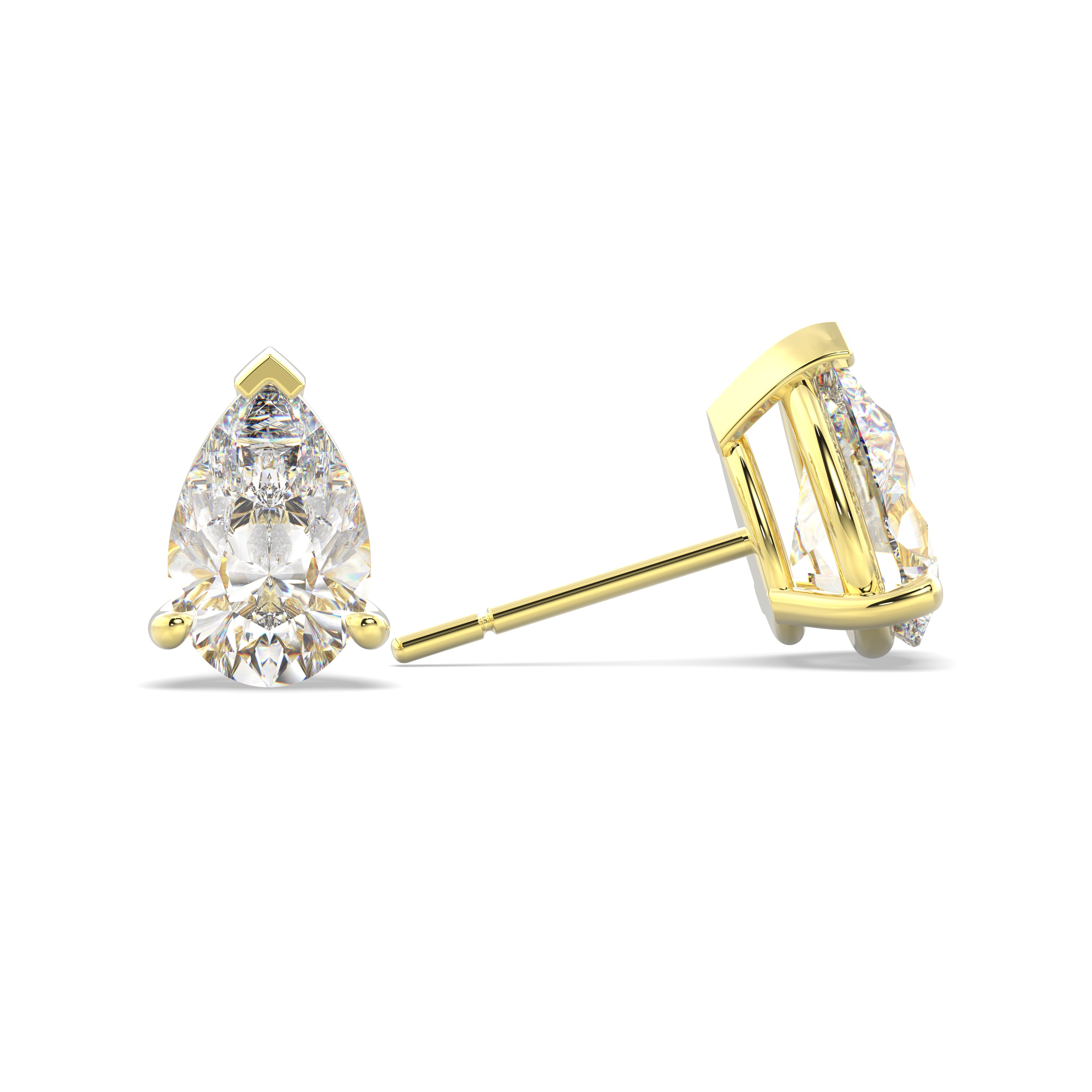 Yellow Gold Pear Diamond Studs