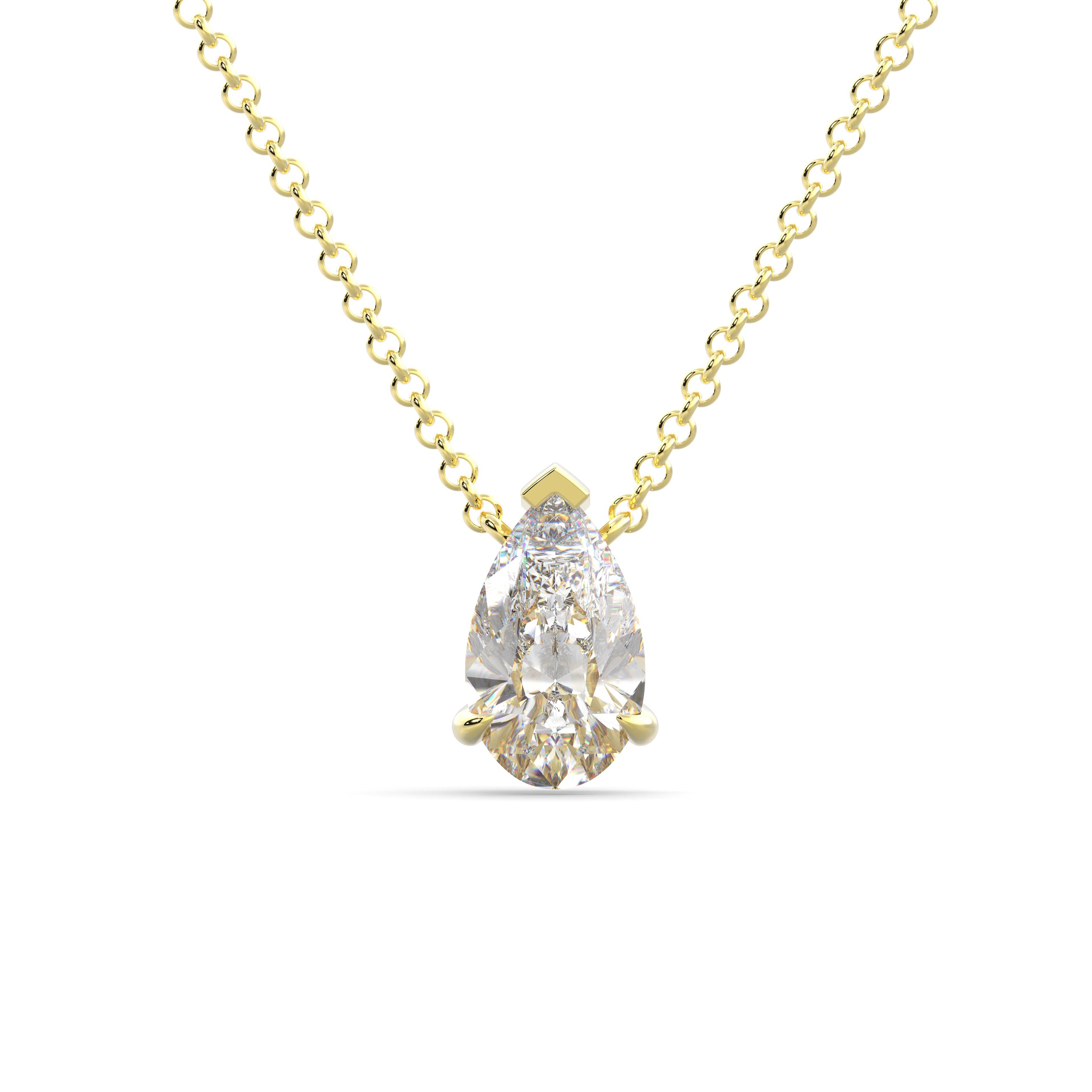 Yellow Gold Pear Diamond Necklace