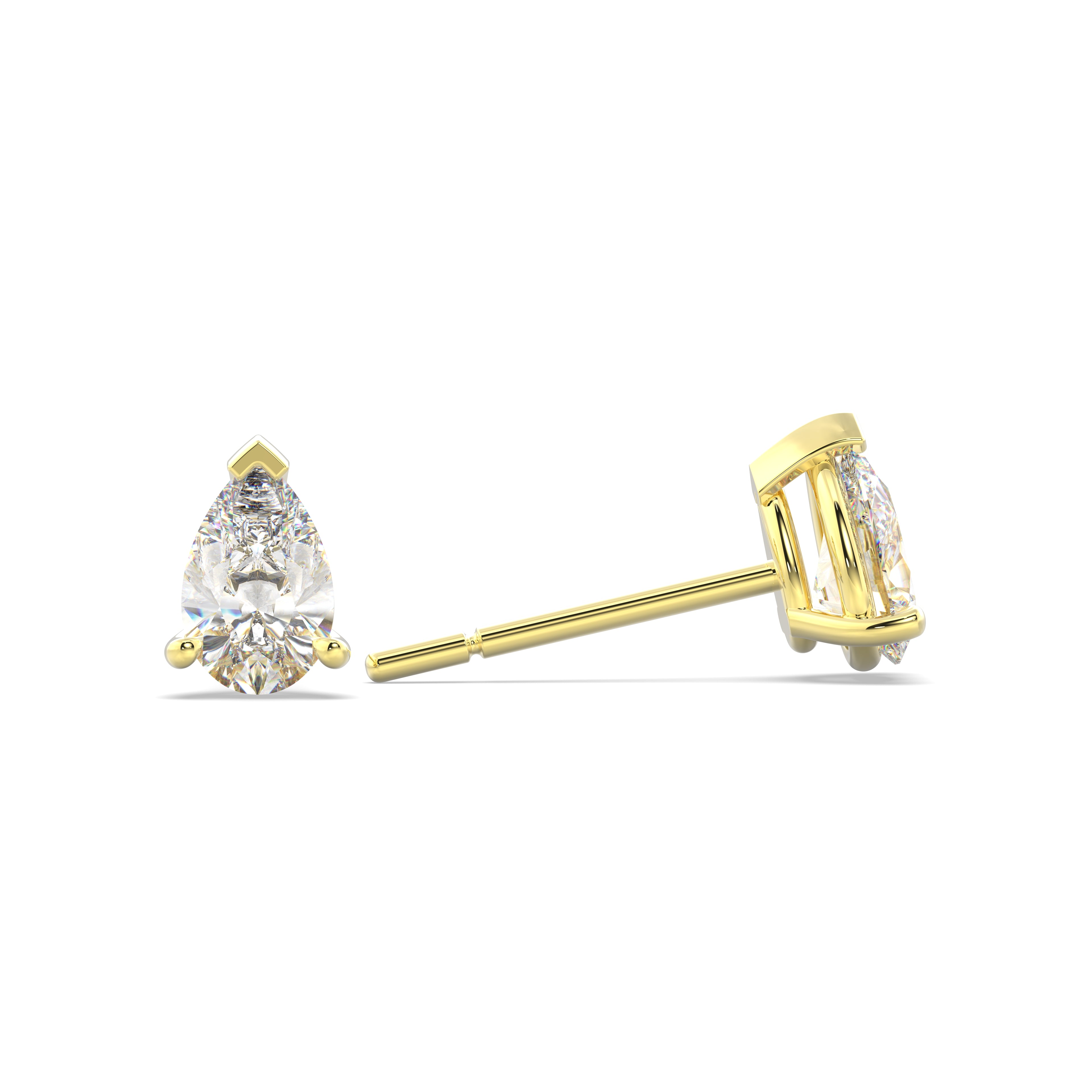 Yellow Gold Pear Diamond Studs