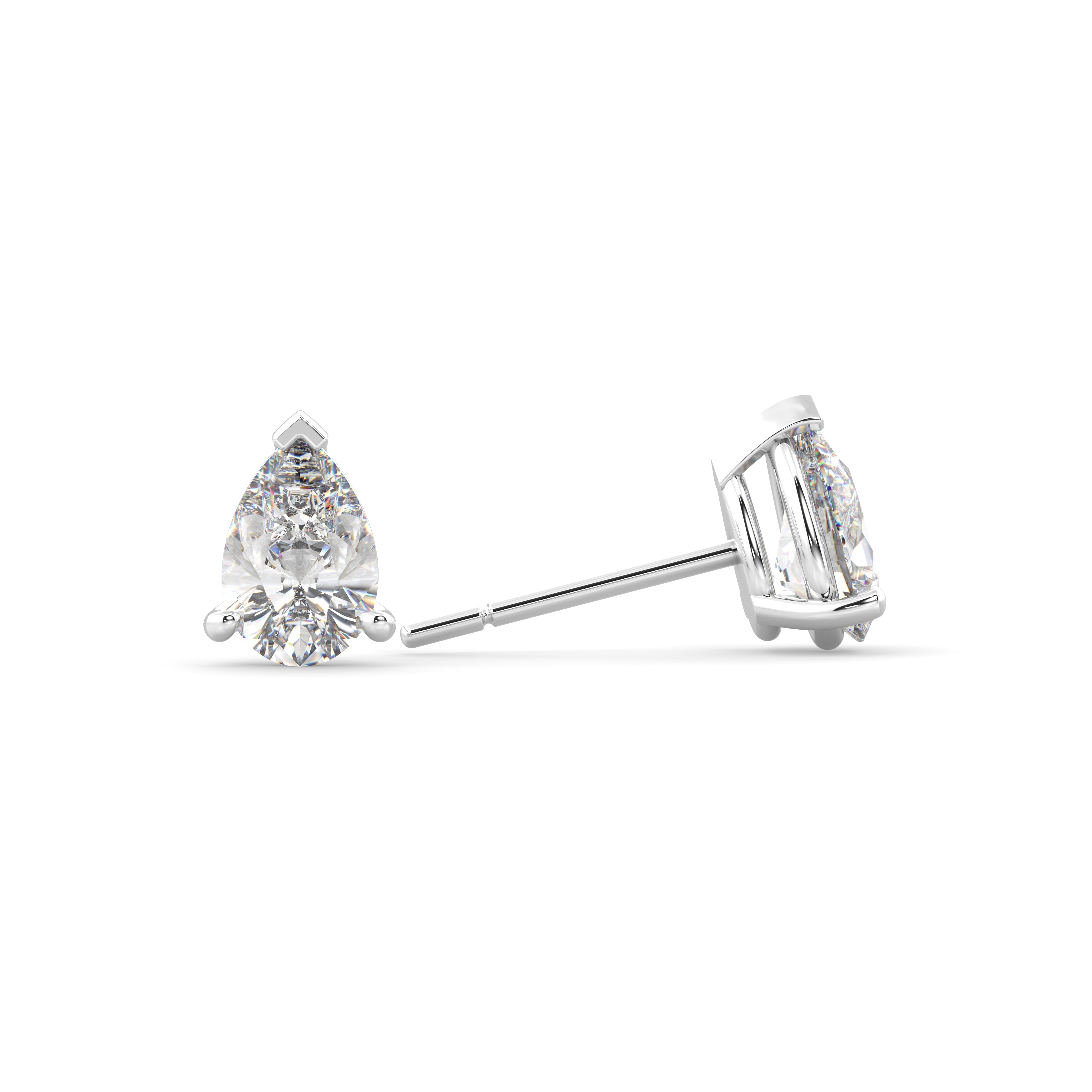 White Gold Pear Diamond Studs