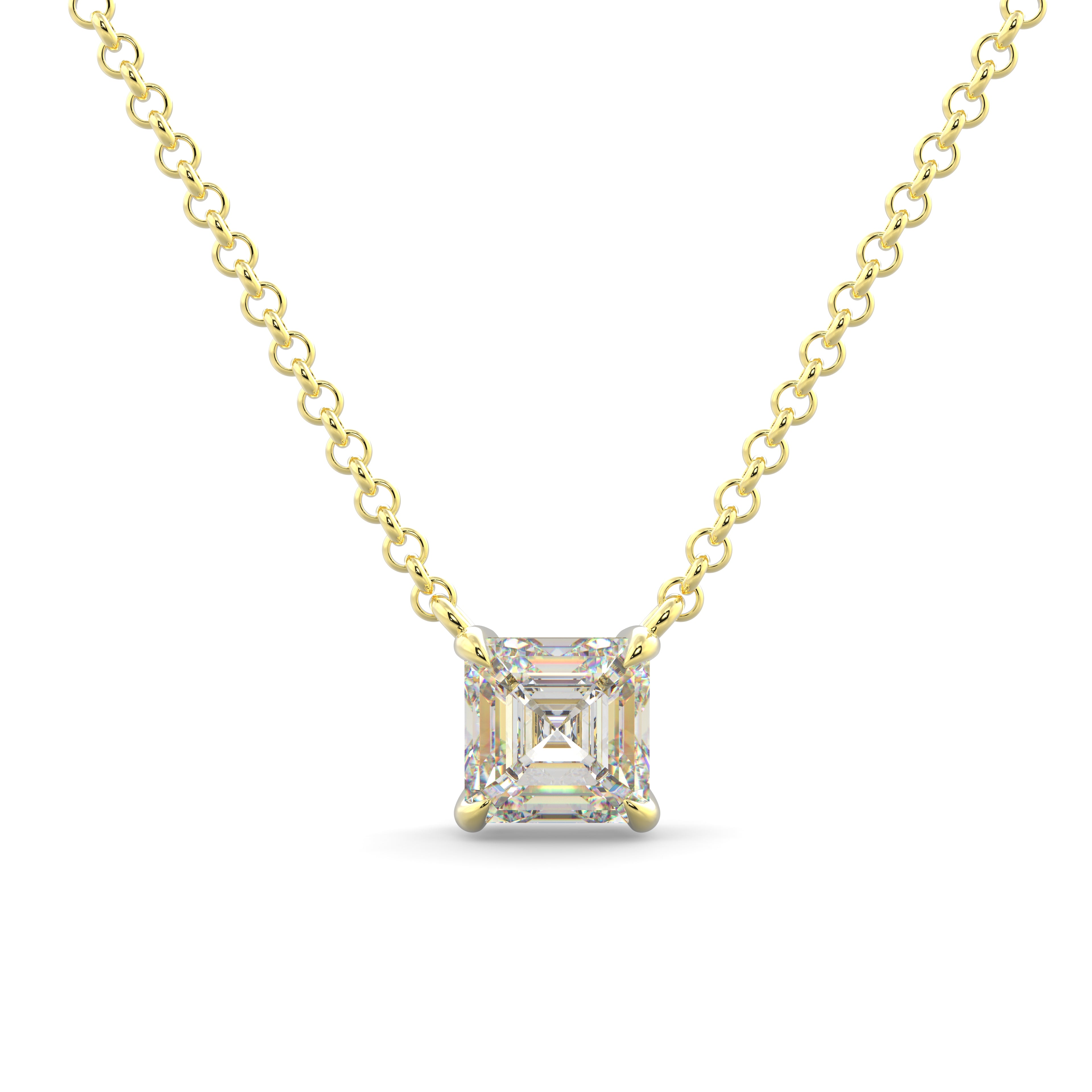 Yellow Gold Asscher Diamond Necklace