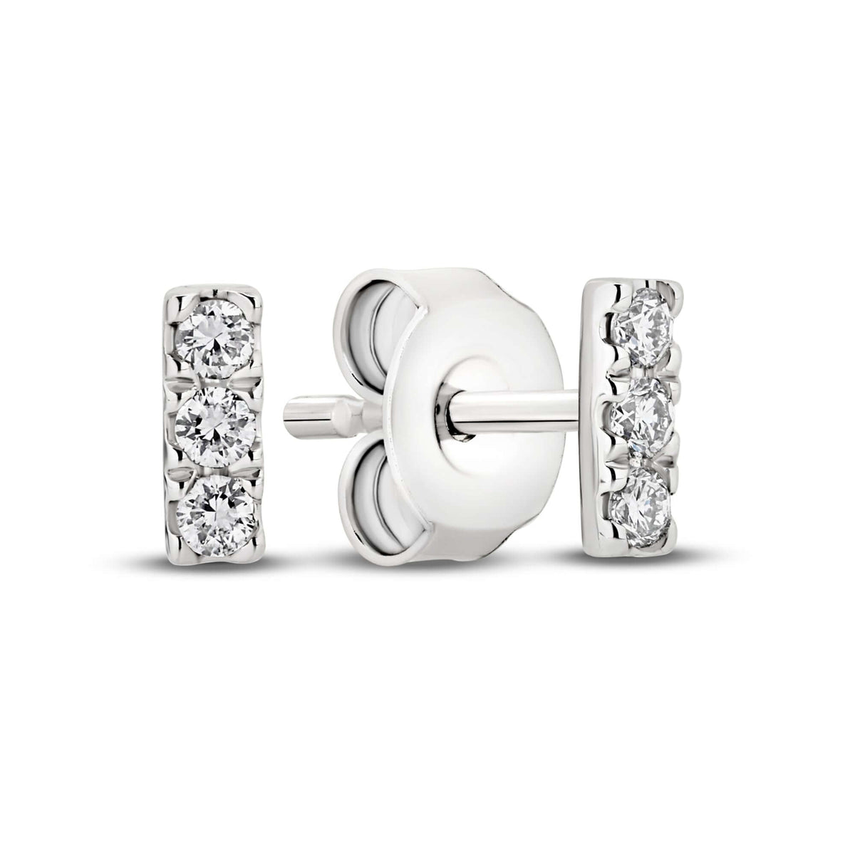 Diamond Bar Stud Earrings Lab Diamond in 18ct white gold with F/VS lab diamonds totaling 0.1ct.
