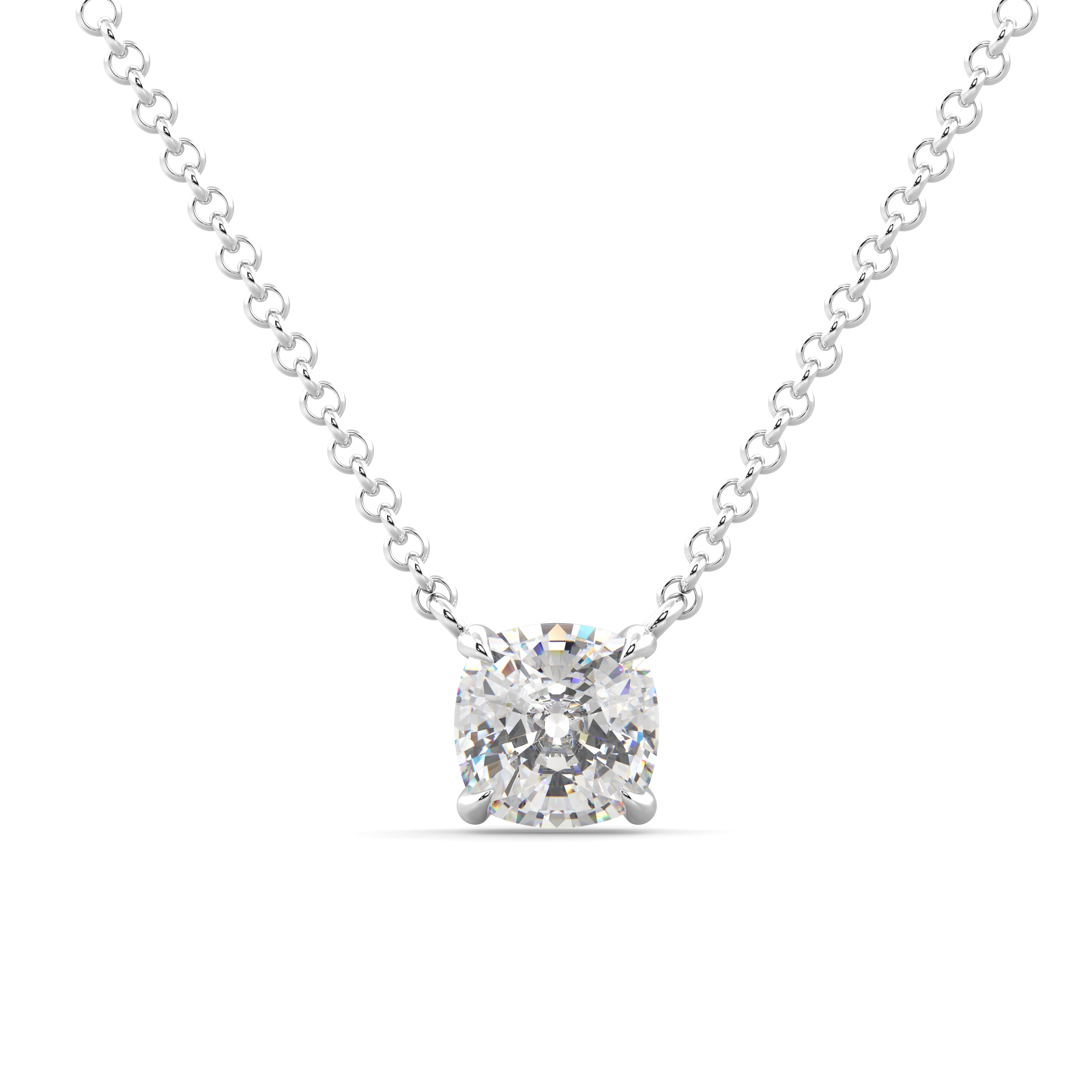White Gold Cushion Diamond Necklace