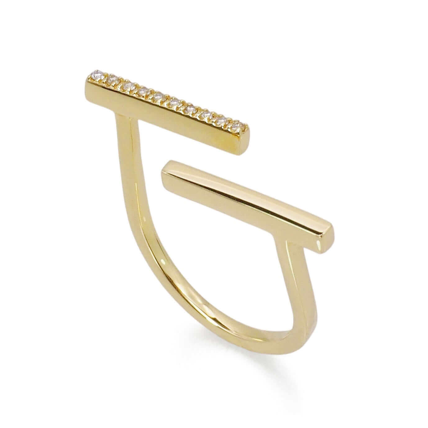 Open Bar Diamond Ring - Yellow Gold