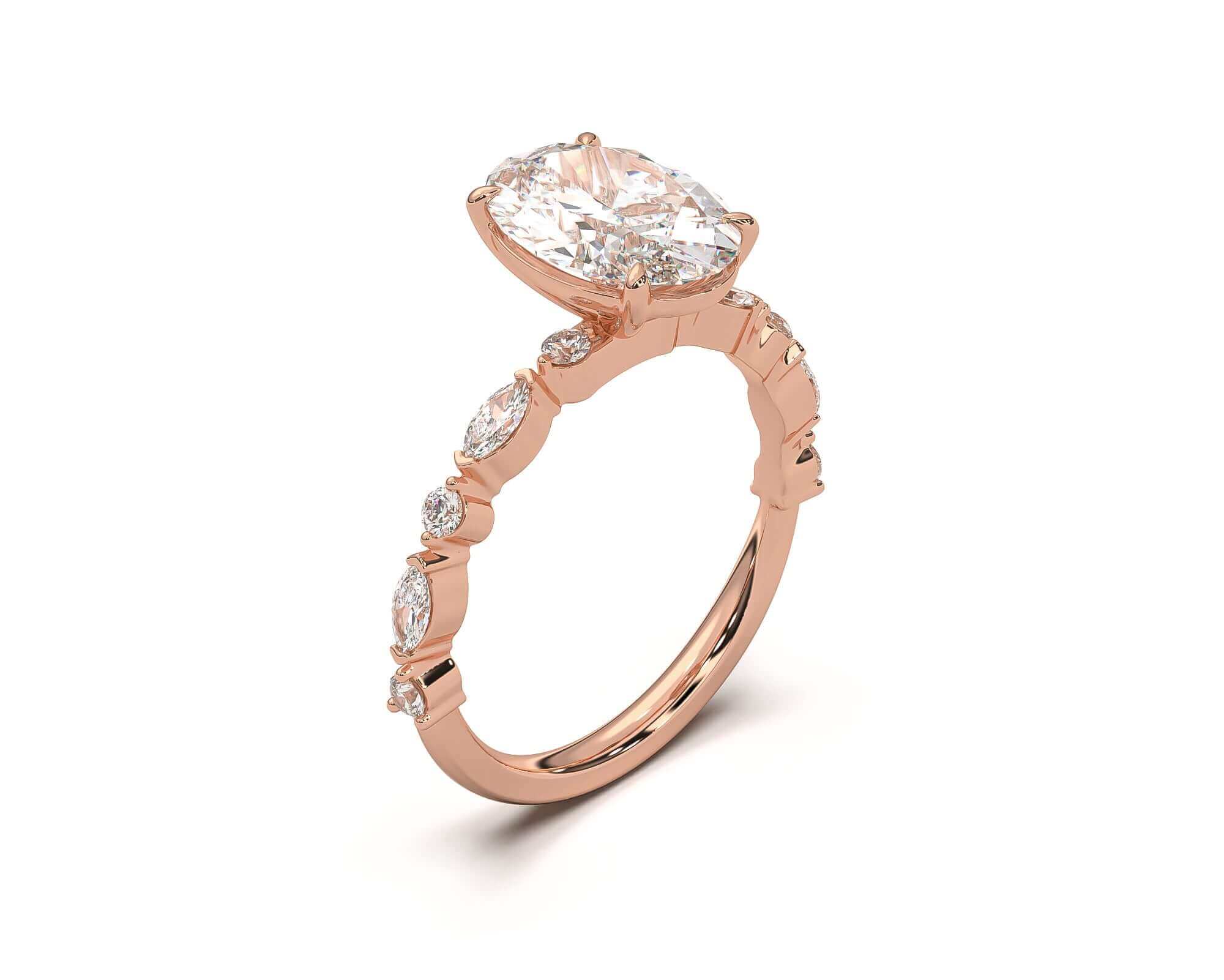 Diamond Ring - Oval shaped with diamond band