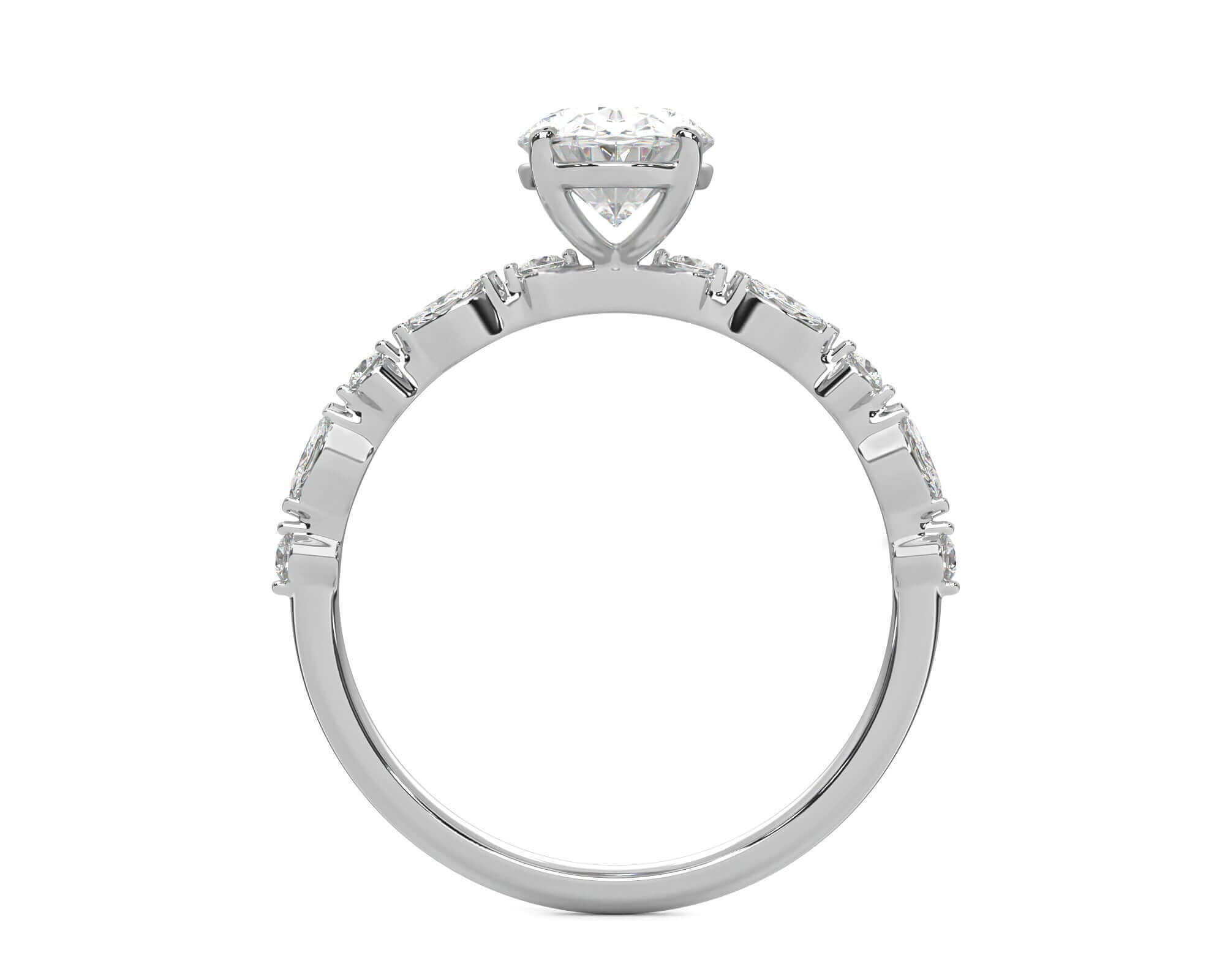 Diamond Ring - Oval shaped with diamond band