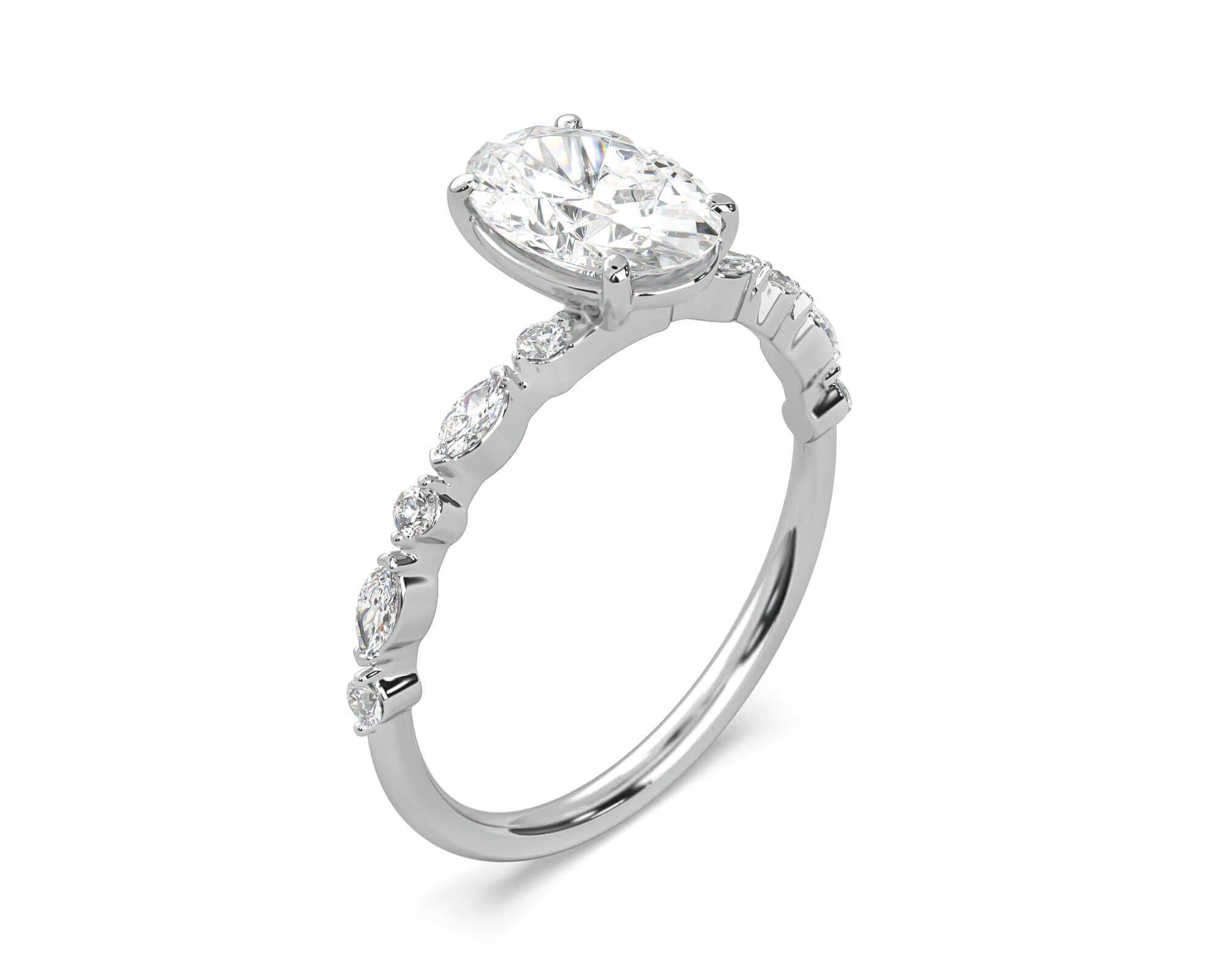 Diamond Ring - Oval shaped with diamond band