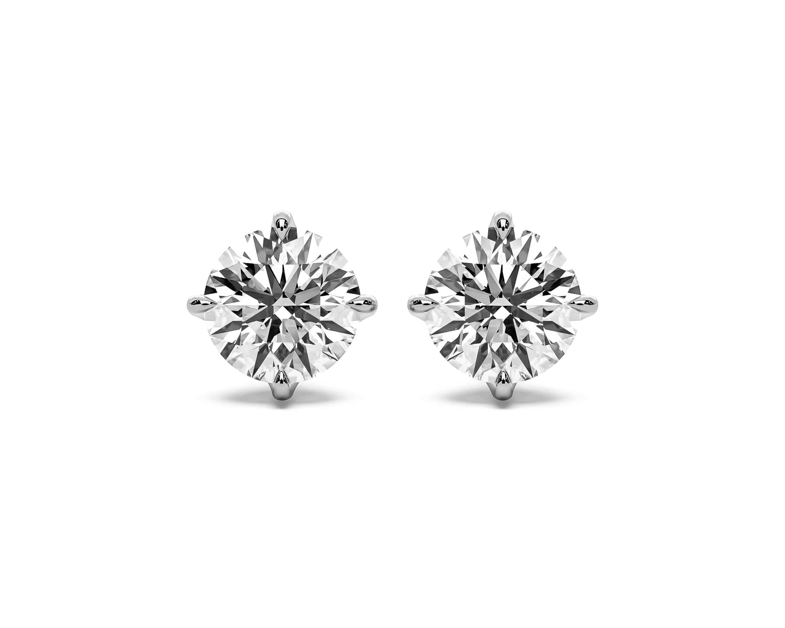 LAB LUXE - Round brilliant four claw Lab grown diamond earrings