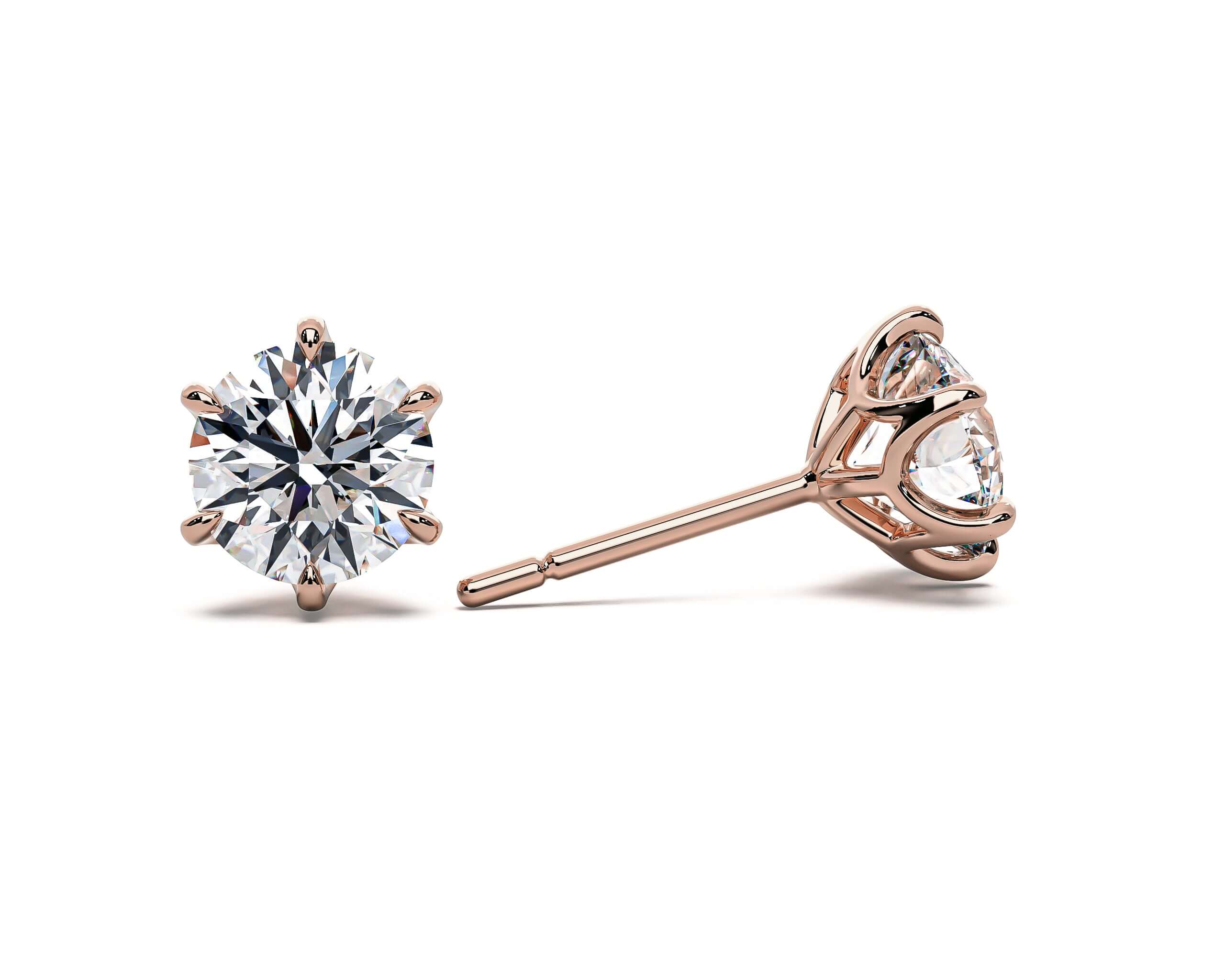 LAB LUXE - Round brilliant six claw Lab grown diamond earrings
