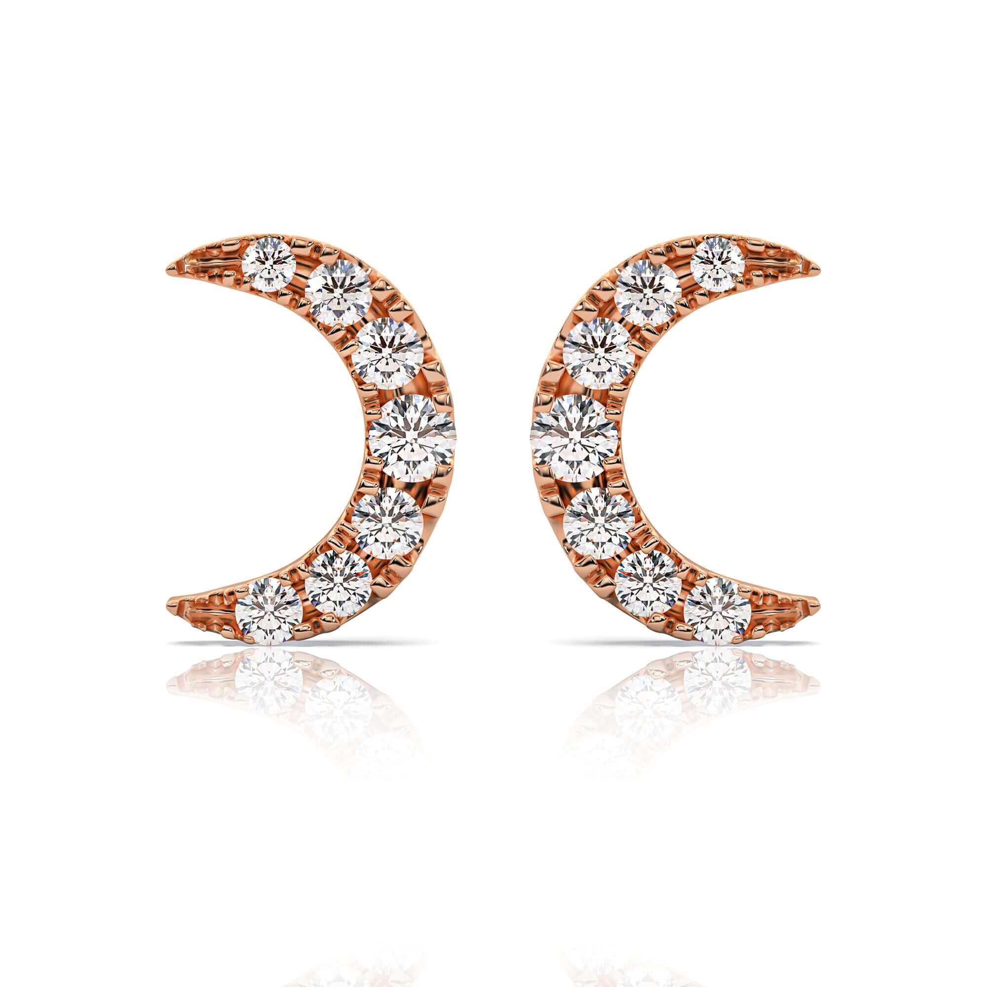 Crescent Moon Diamond Studs Earrings