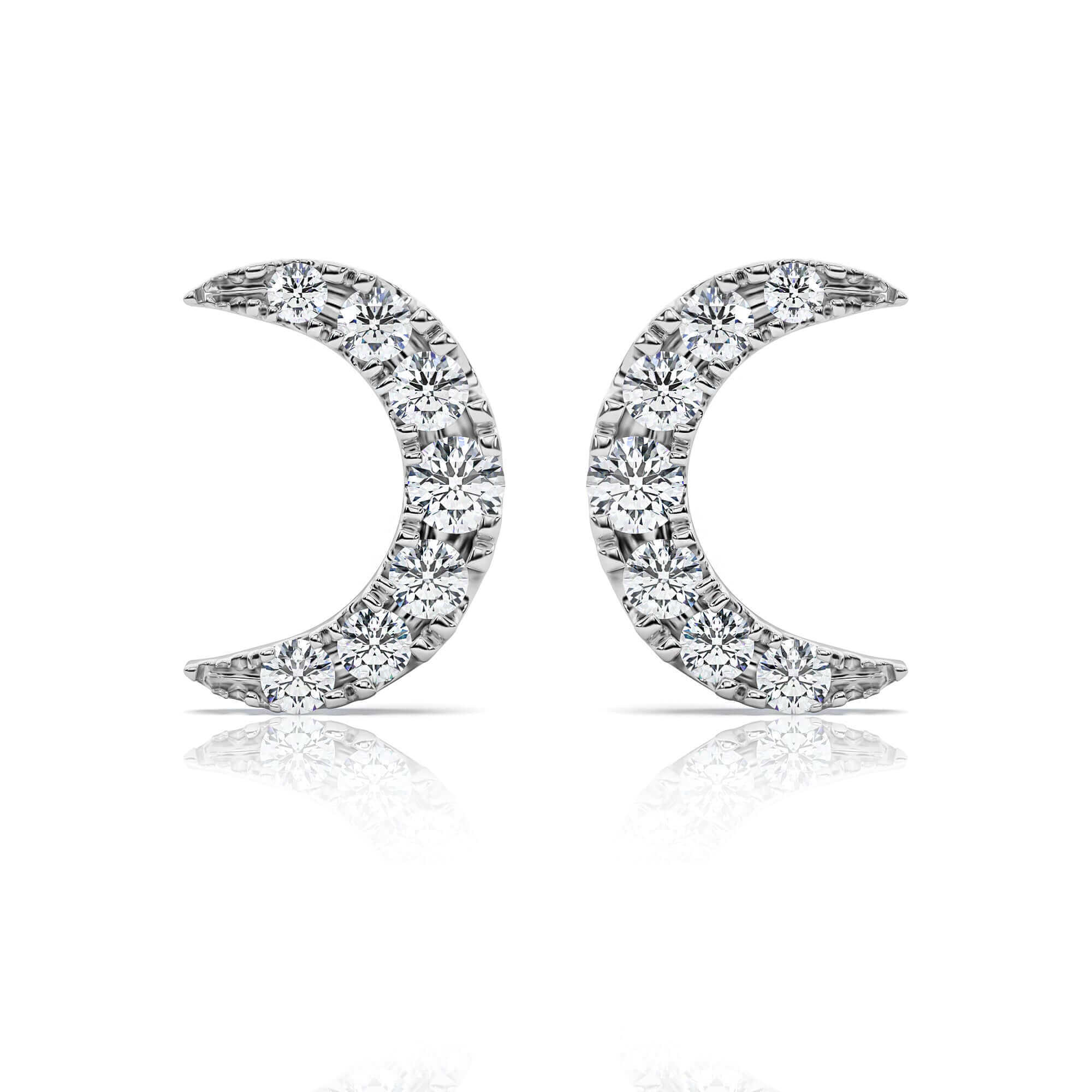 Crescent Moon Diamond Studs Earrings