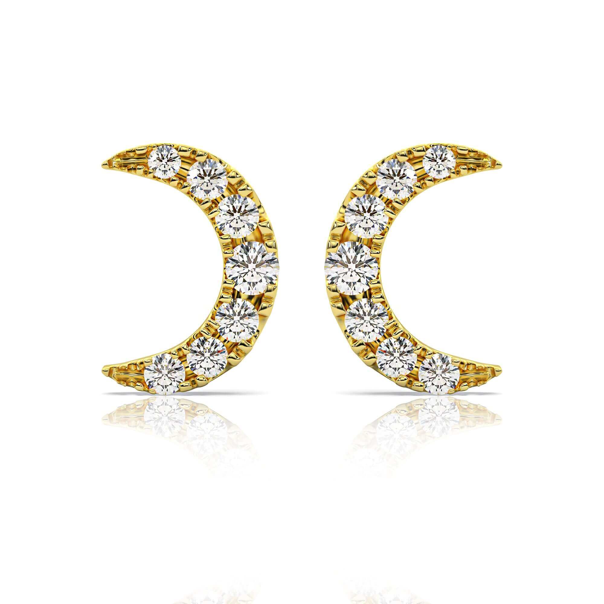 Crescent Moon Diamond Studs Earrings