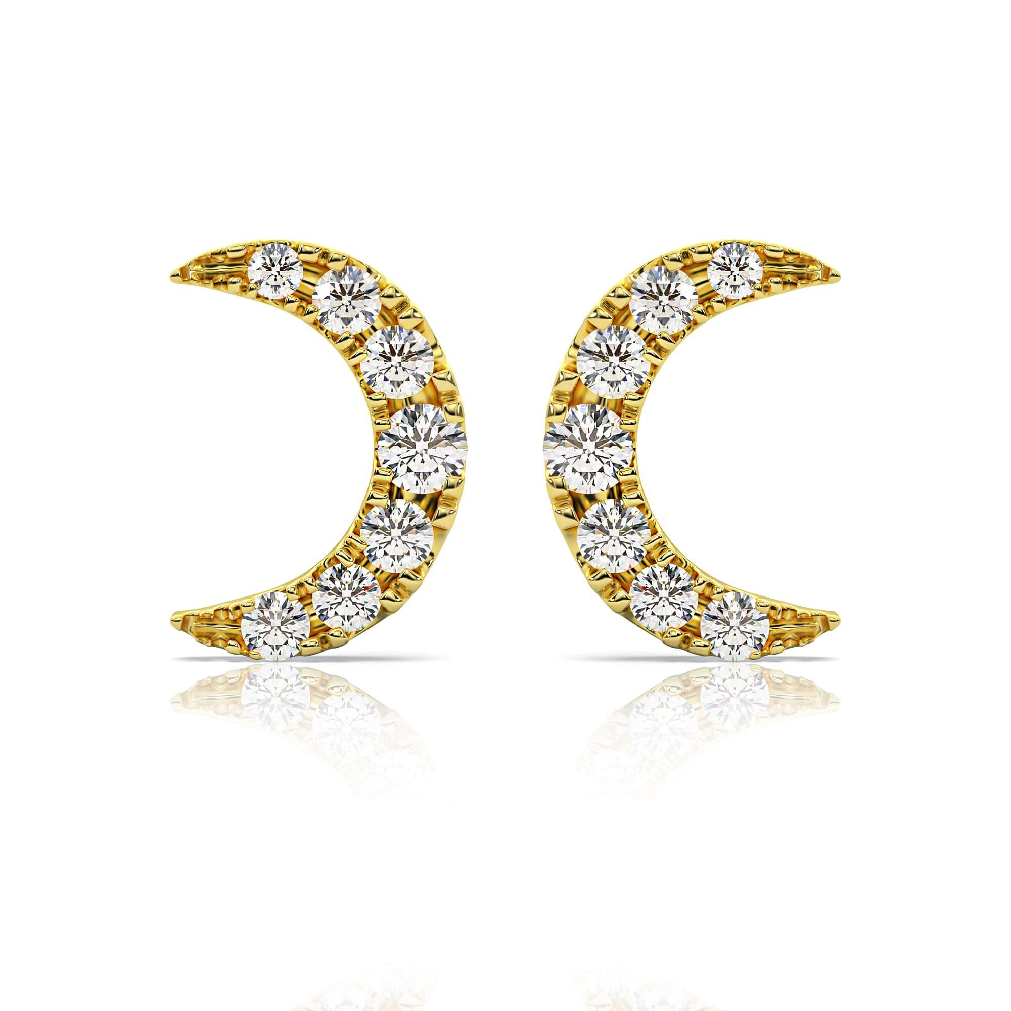 Crescent Moon Diamond Studs Earrings